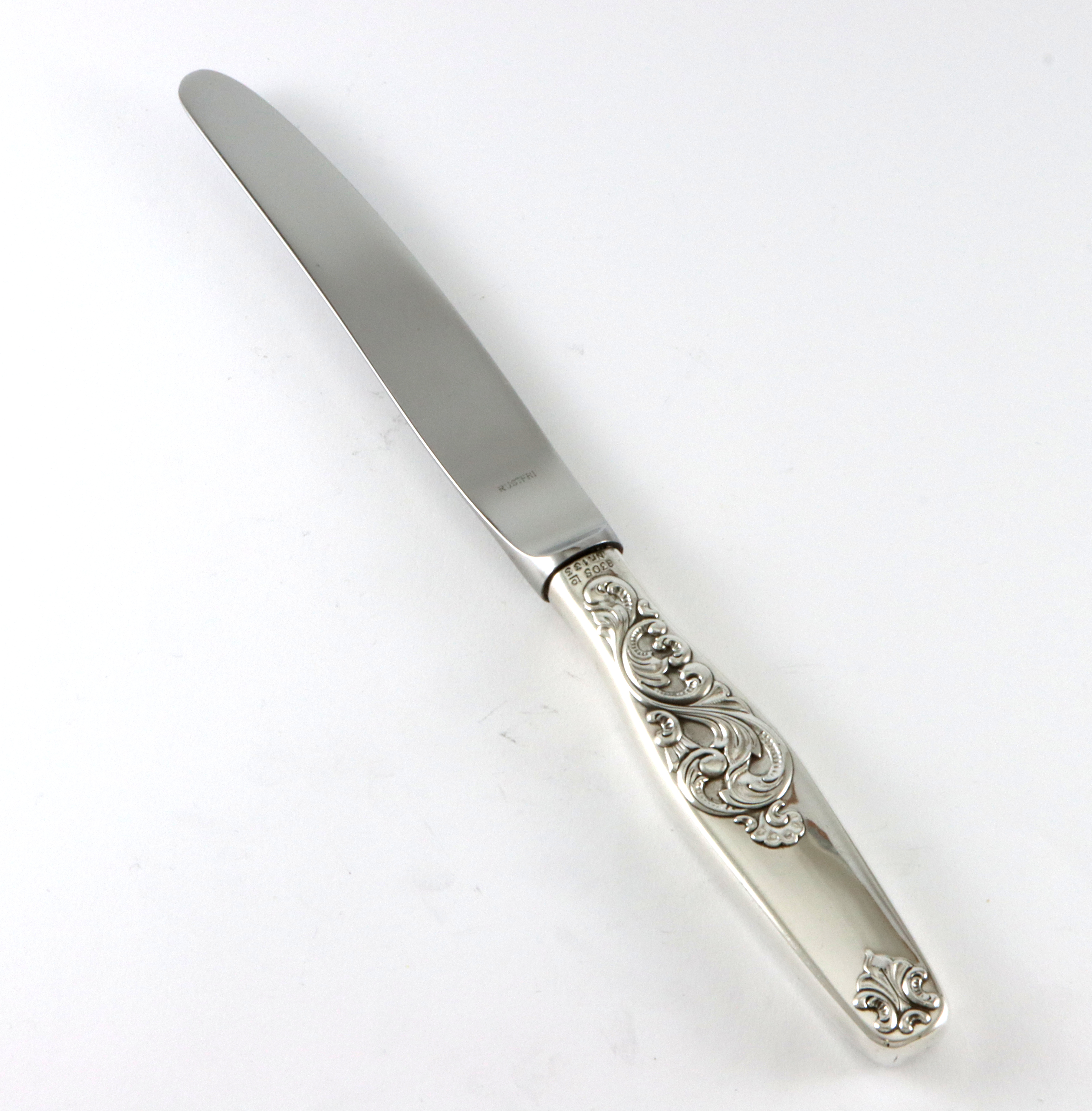 Dobbel Rokokko spisekniv i sølv