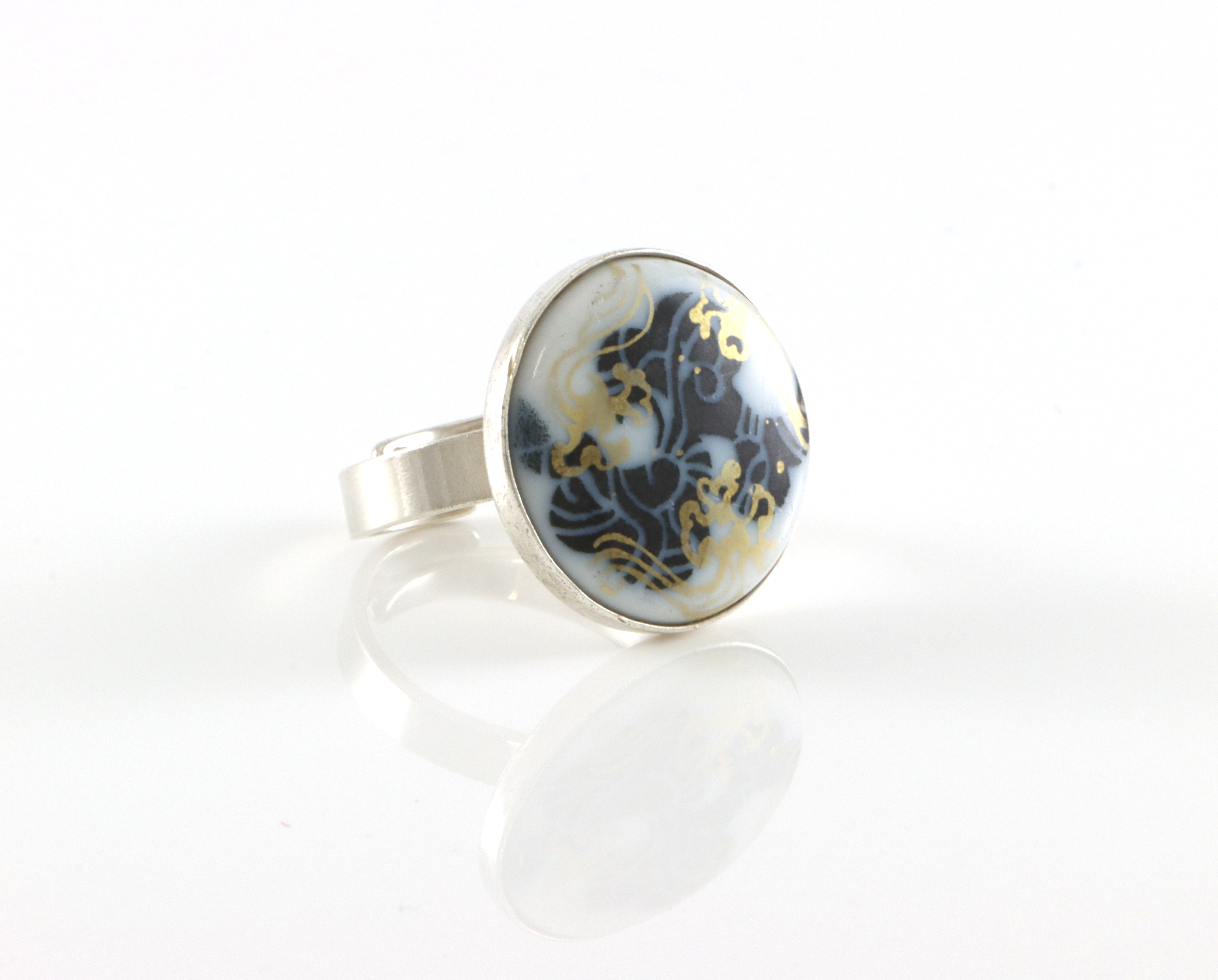 Sølvringer med stein/porselen