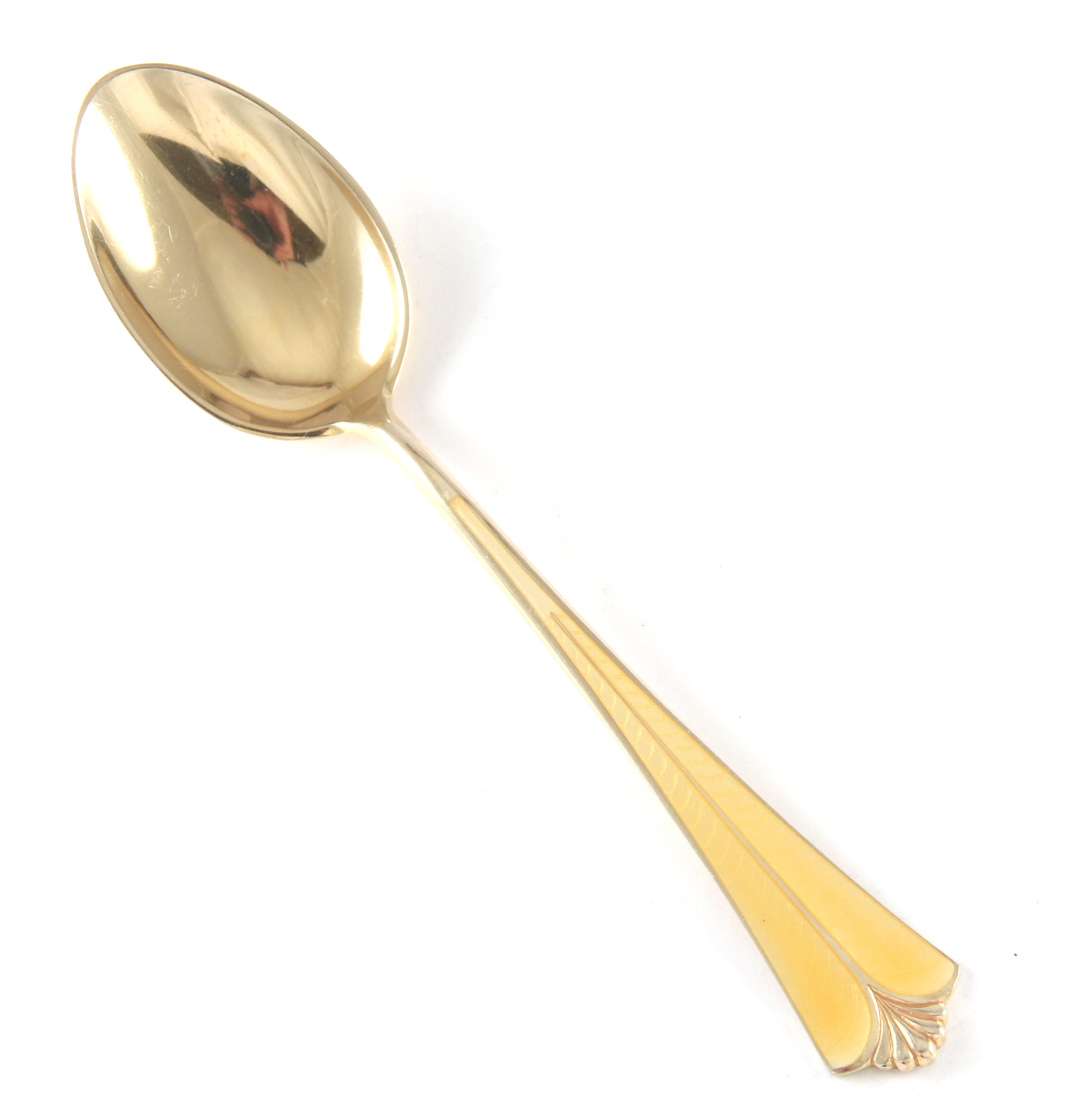 Emaljert dessertskje i sølv