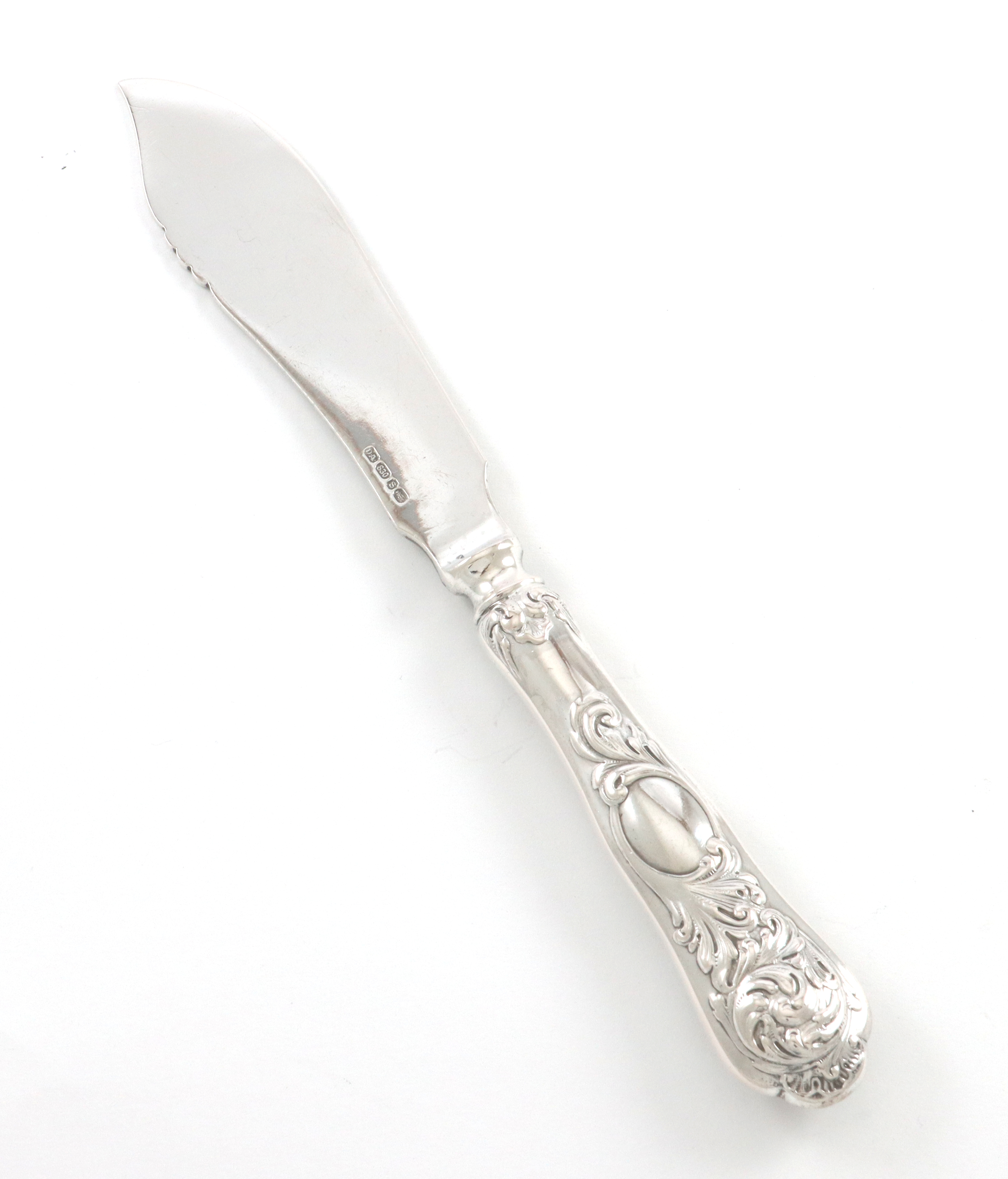 Bonderokokko fiskekniv i sølv