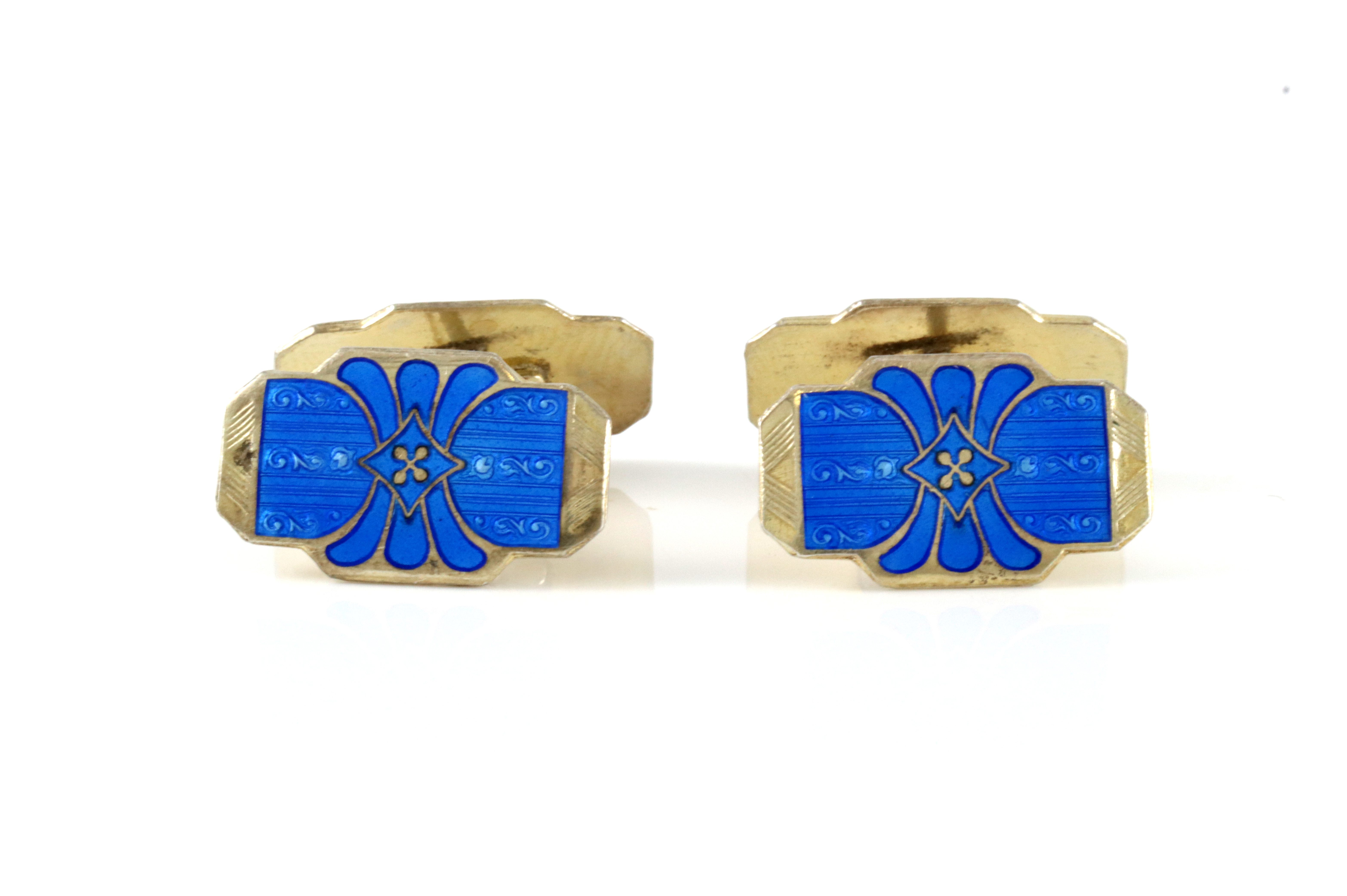 Emaljerte mansjettknapper i sølv