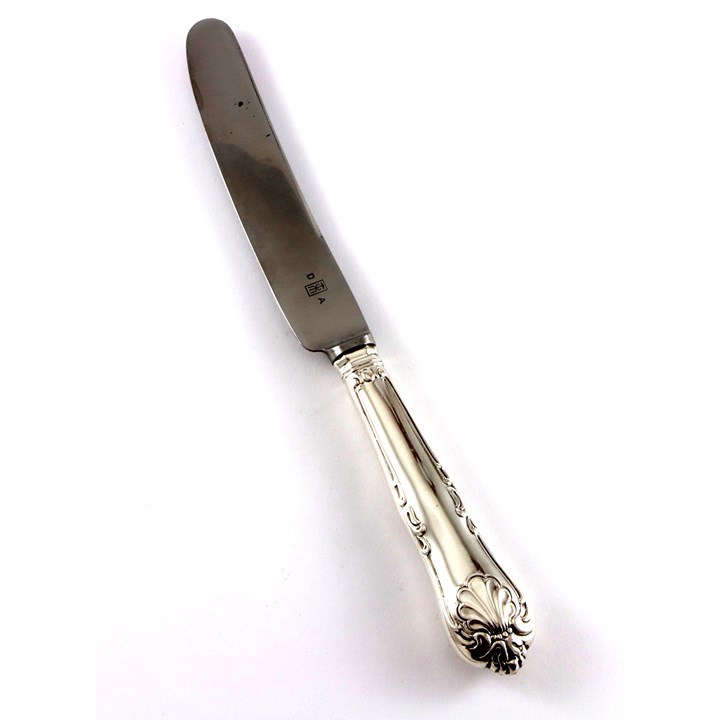 Dobbeltpresset Musling spisekniv i sølv