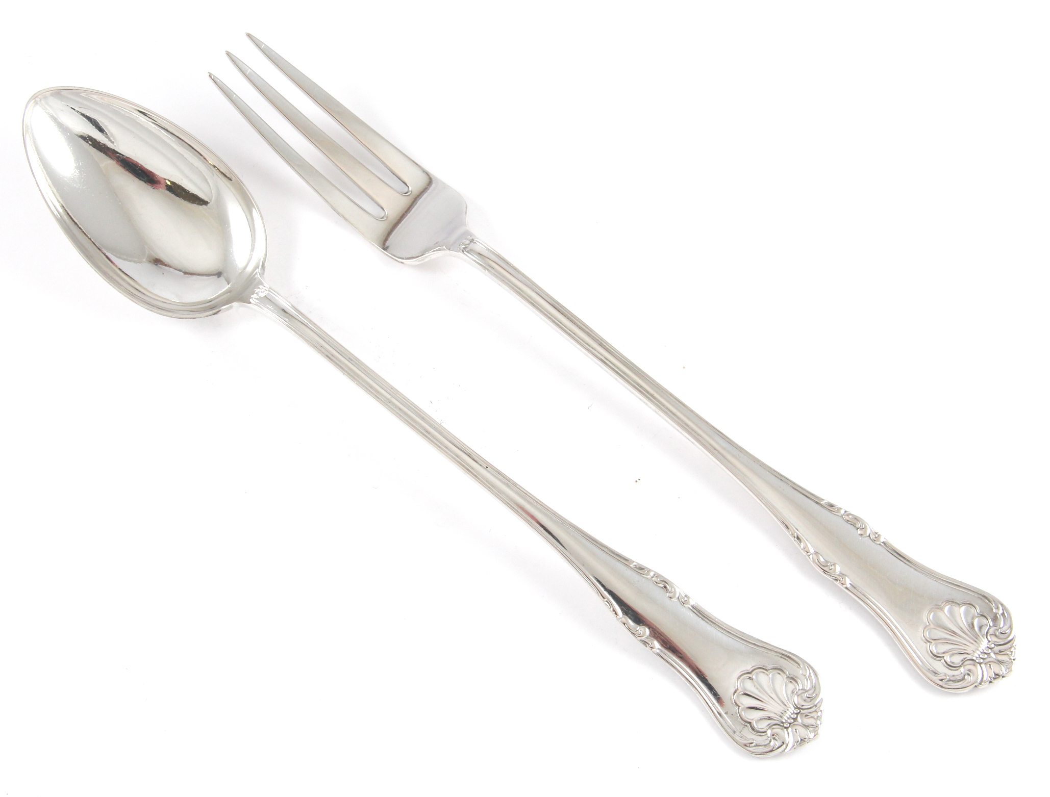 Dobbeltpresset Musling i sølv, to deler.