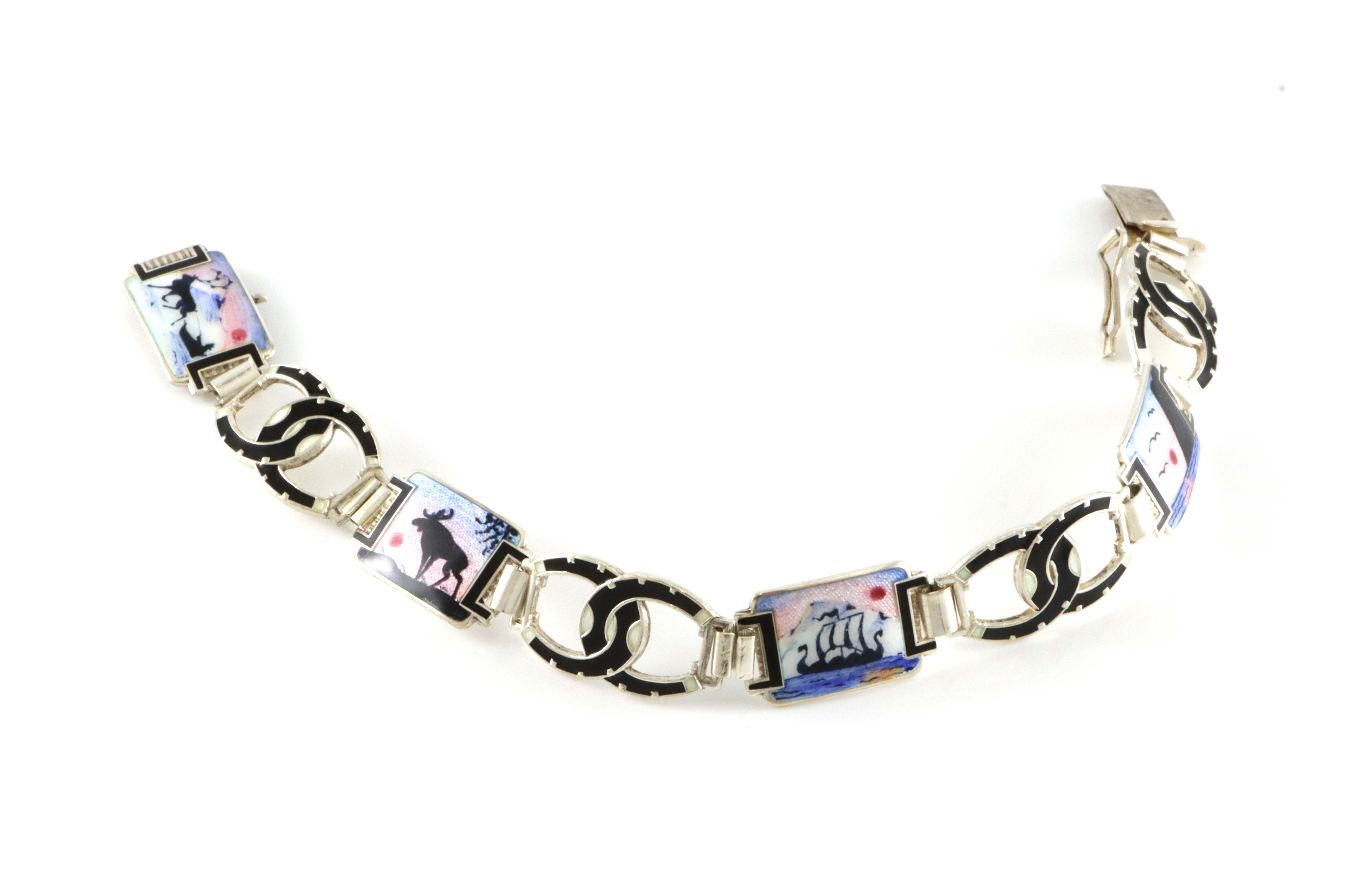 Emaljerte armlenker i sølv