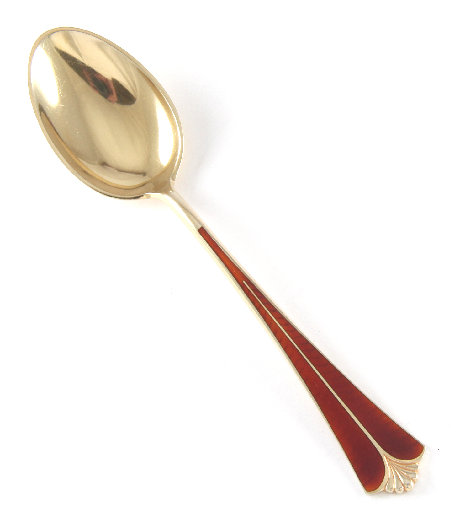 Emaljert dessertskje i sølv