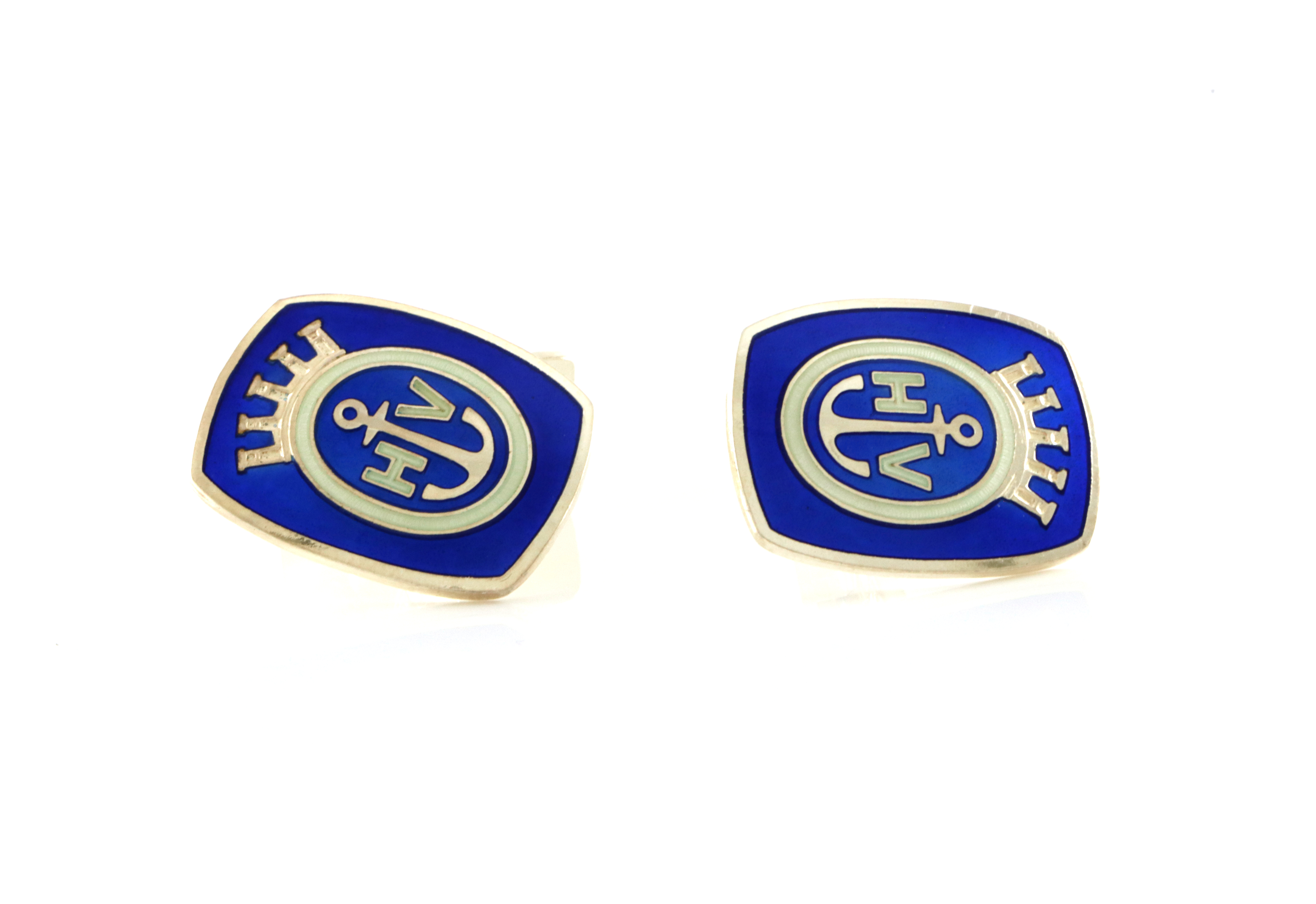 Emaljerte mansjettknapper i sølv