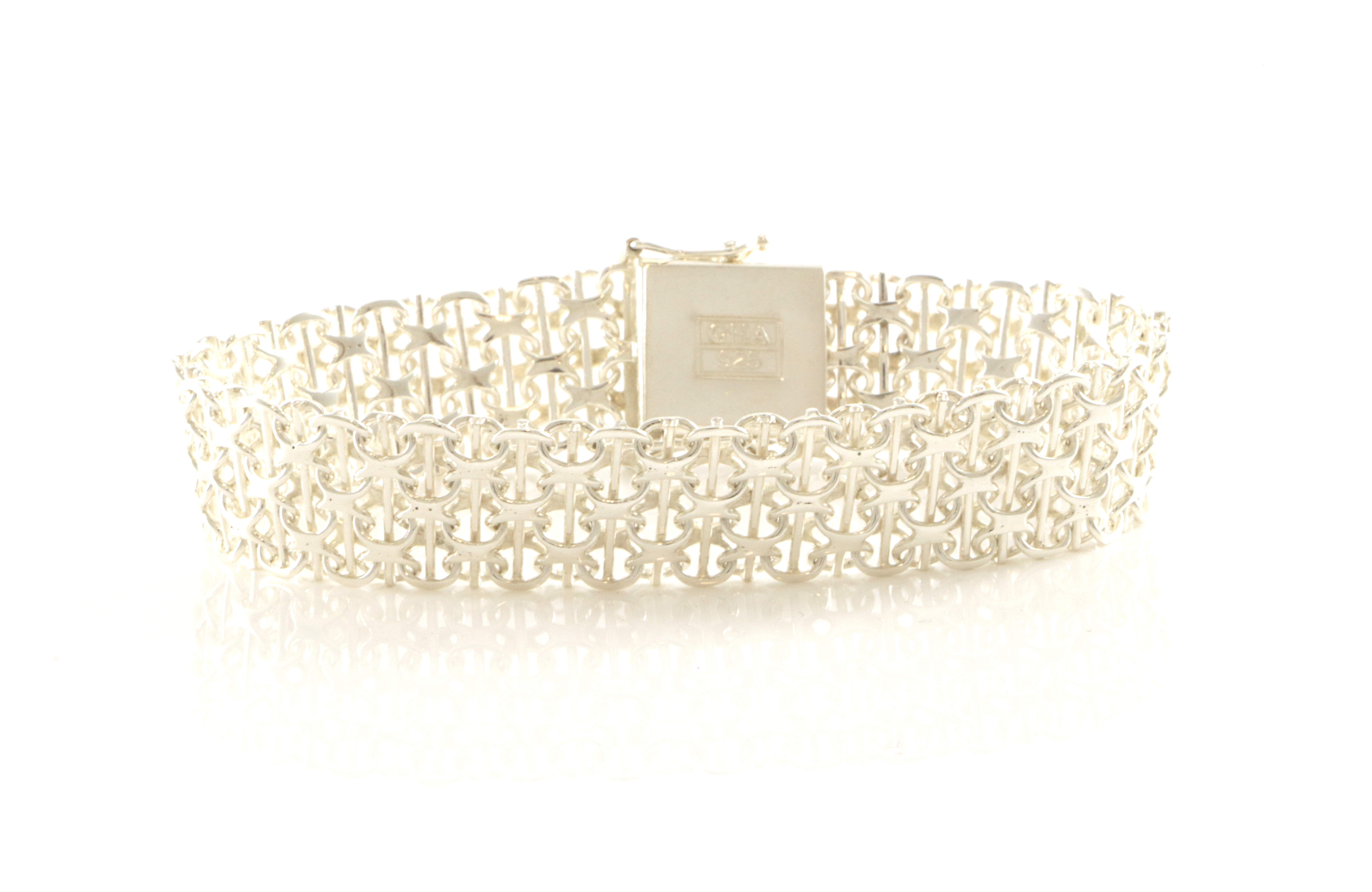 Armbånd i sølv. X med stav. 19,5 cm