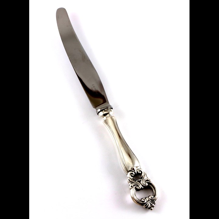 Barokk II stor spisekniv i sølv