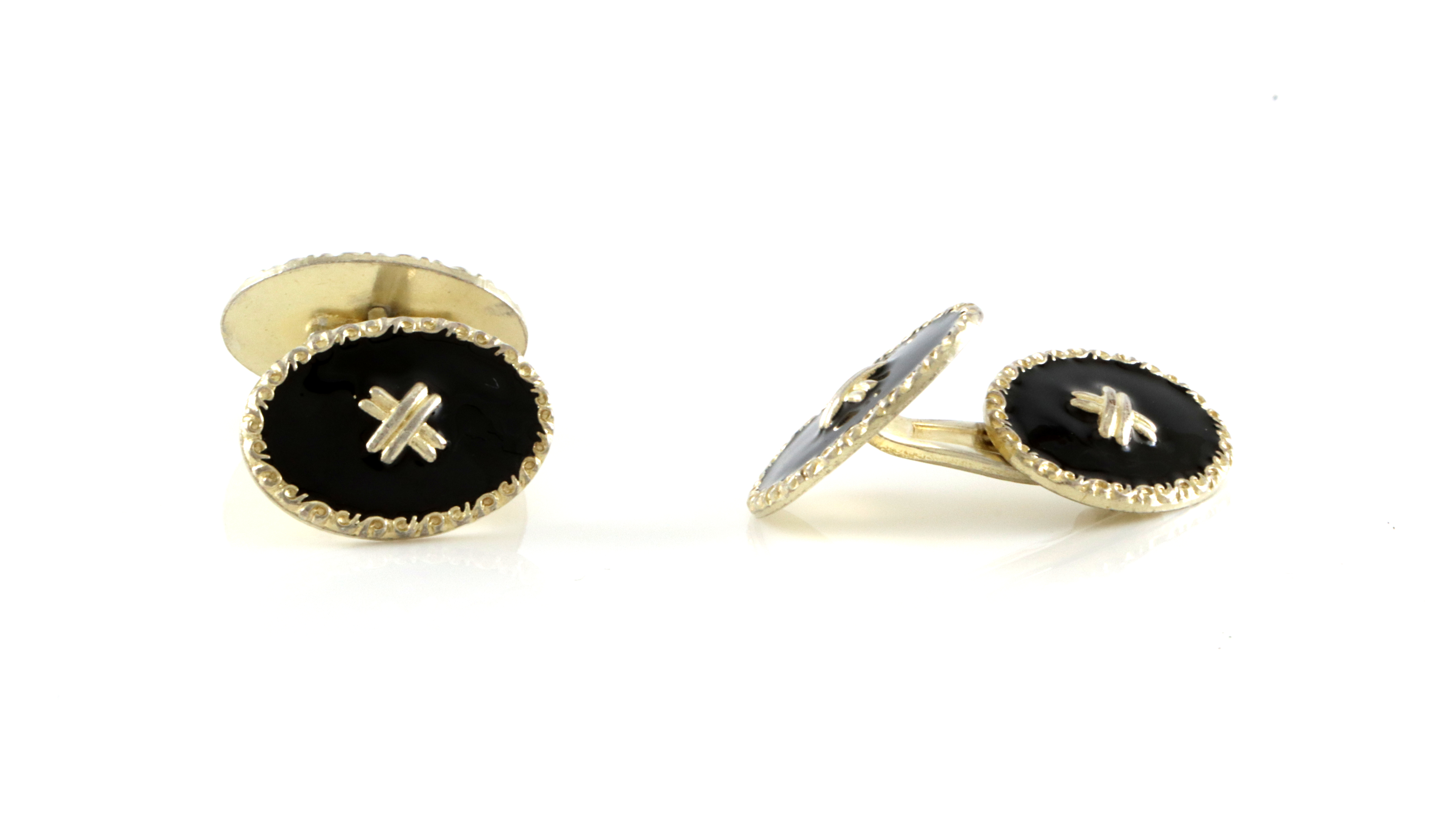 Emaljerte mansjettknapper i sølv