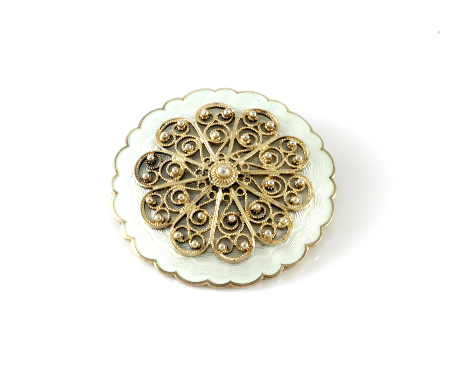 Emaljert brosje i sølv