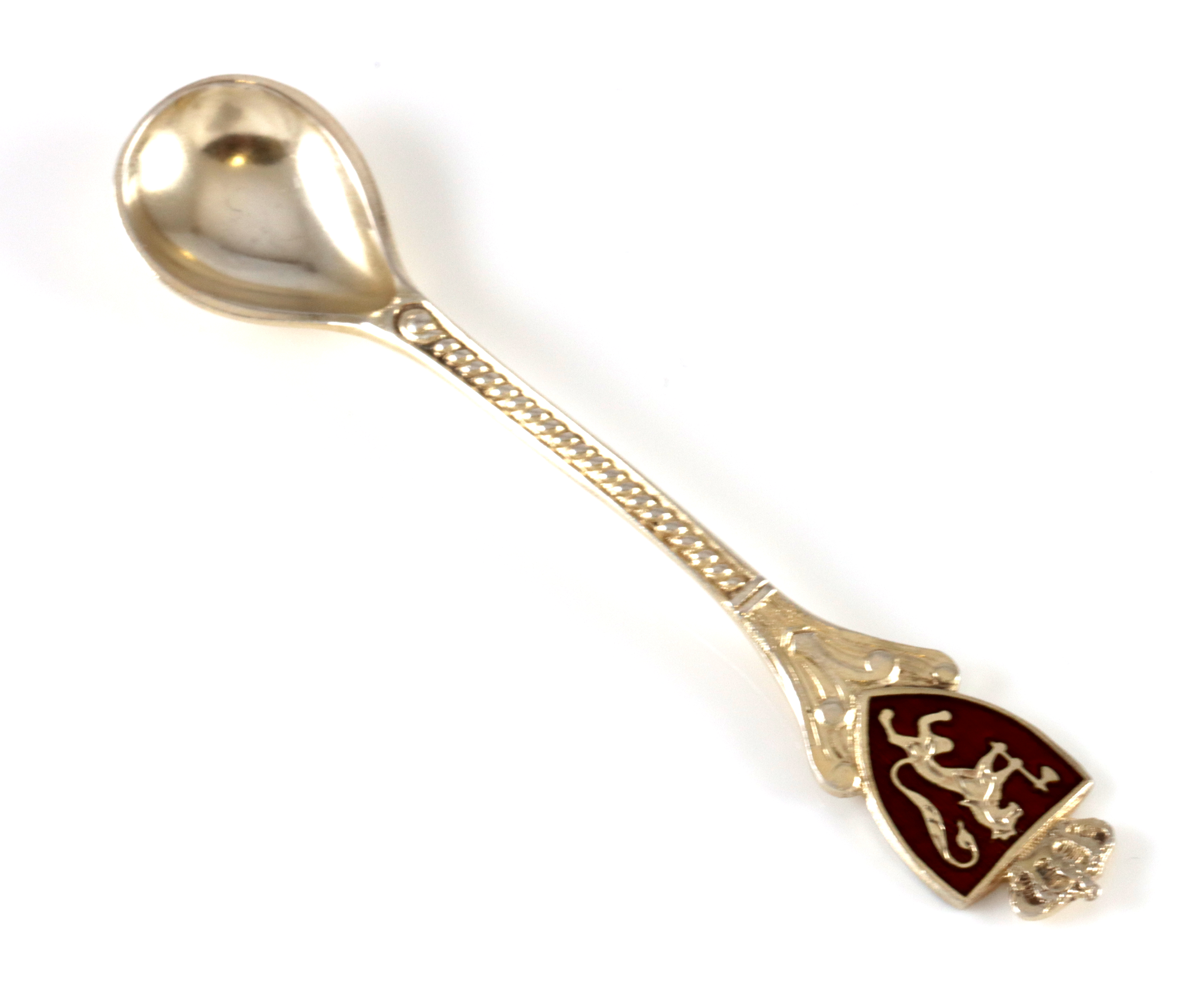 Emaljert saltskje i sølv