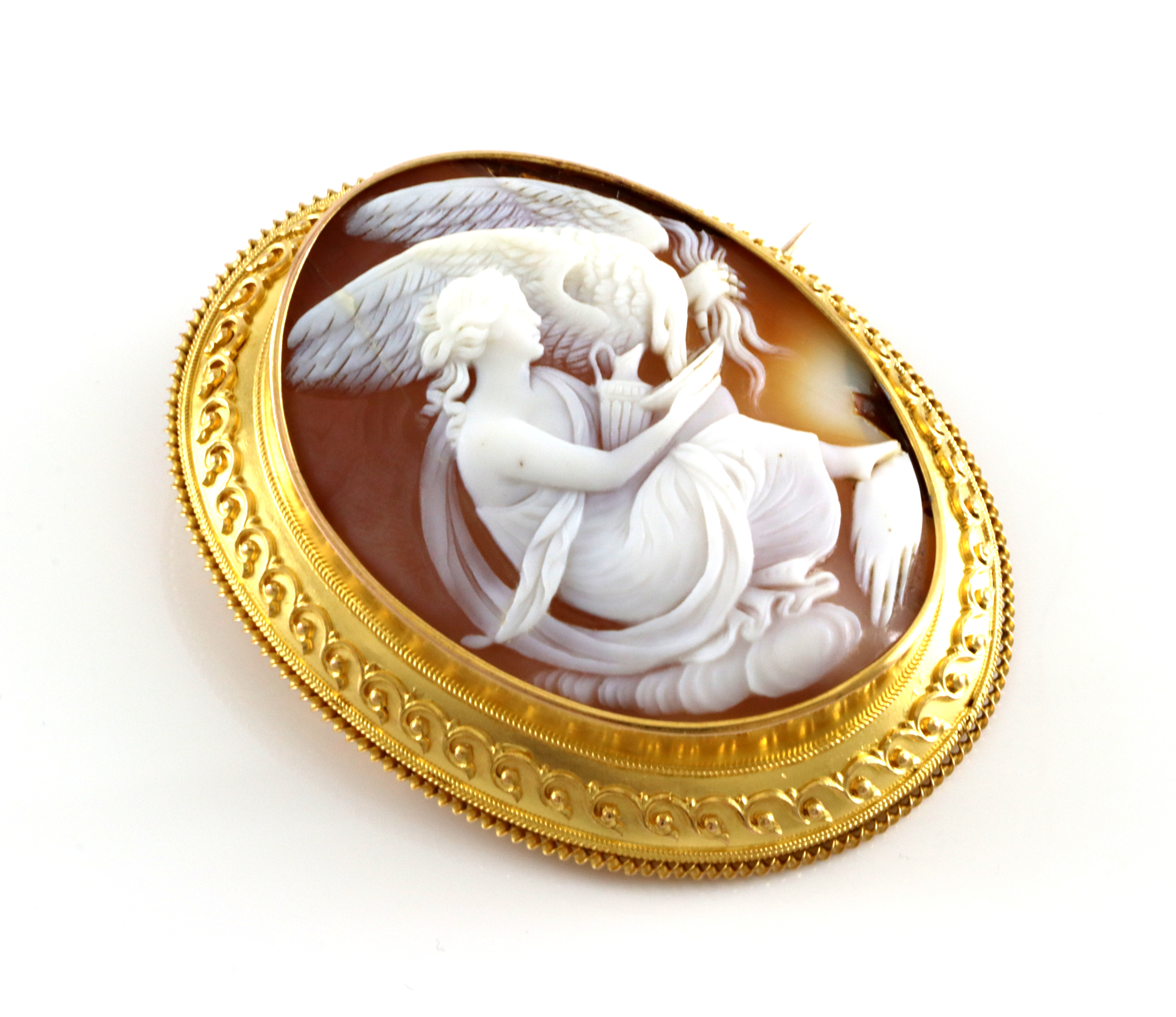 Vakker antikk brosje med kamê