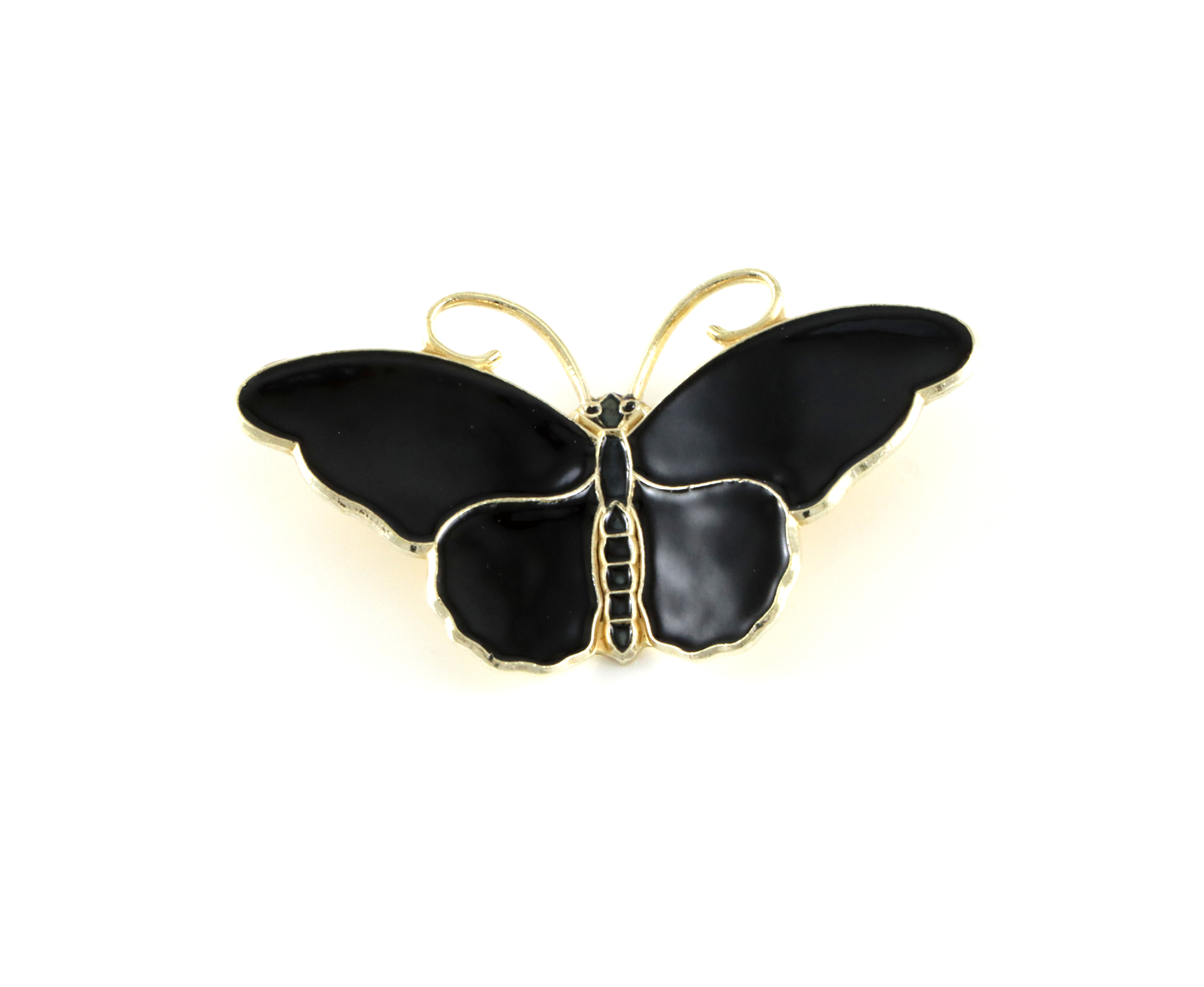 Emaljert brosje i sølv