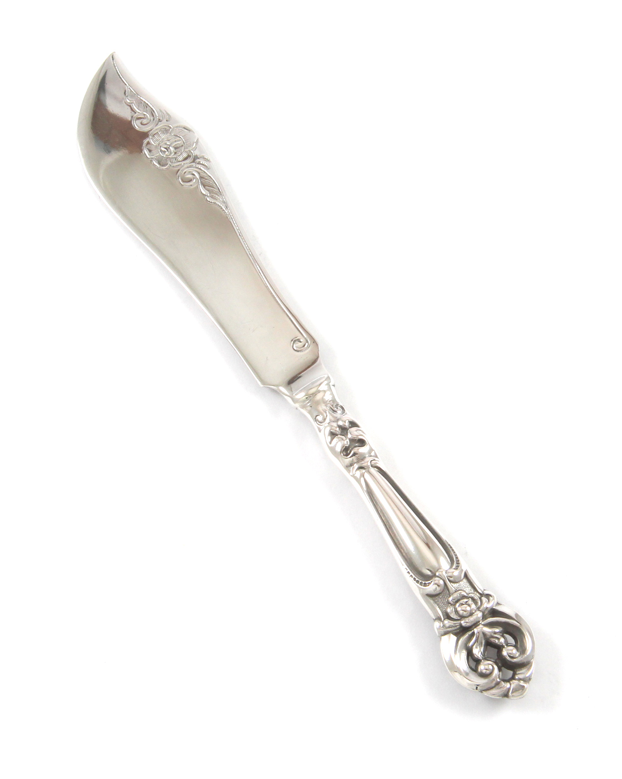 Barokk smørkniv i sølv