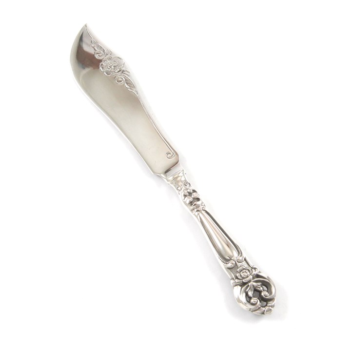 Barokk smørkniv i sølv