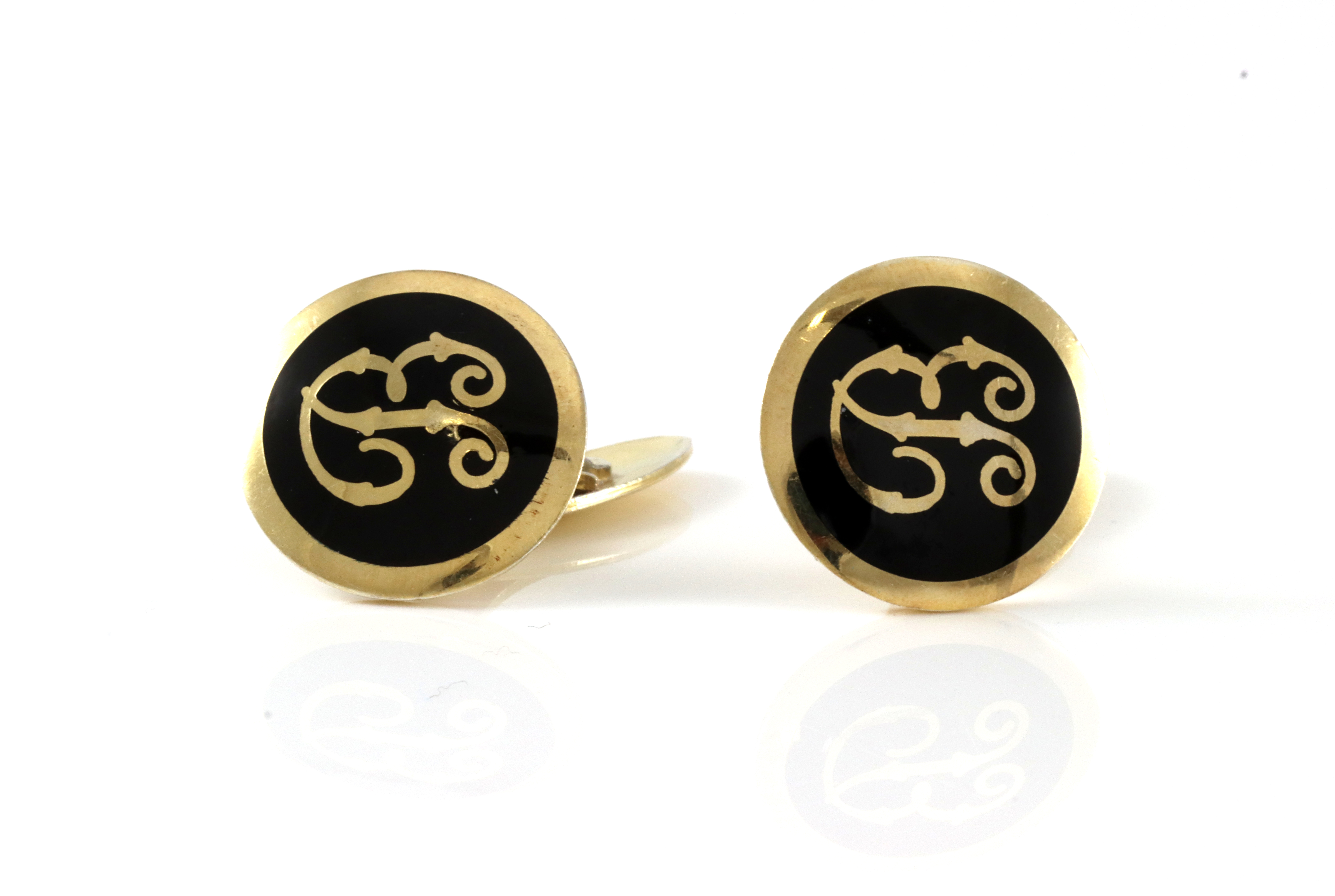 Emaljerte mansjettknapper i sølv