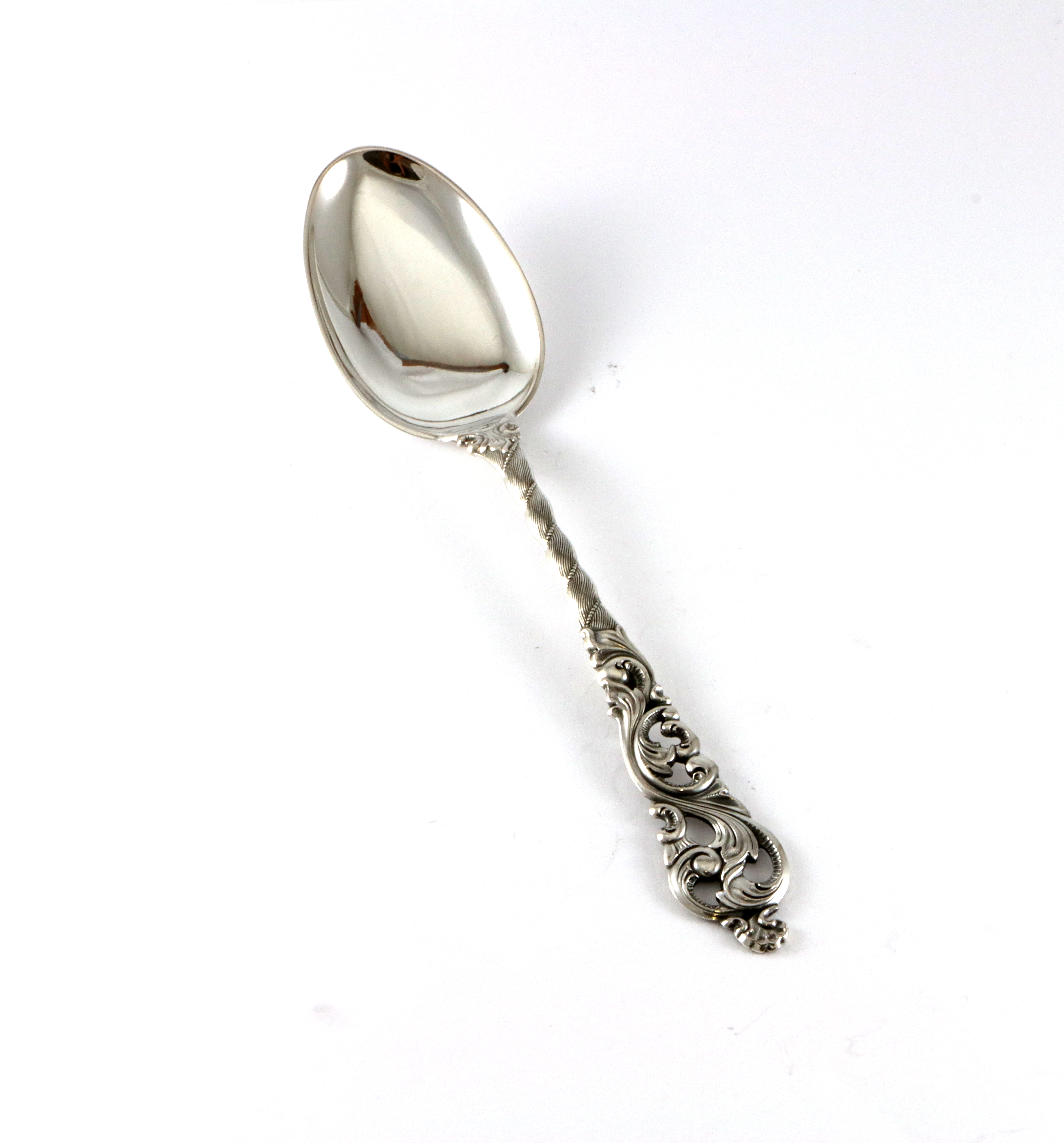 Dobbel Rokokko spiseskje i sølv