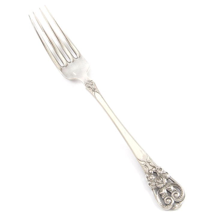 Barokk spisegaffel i sølv