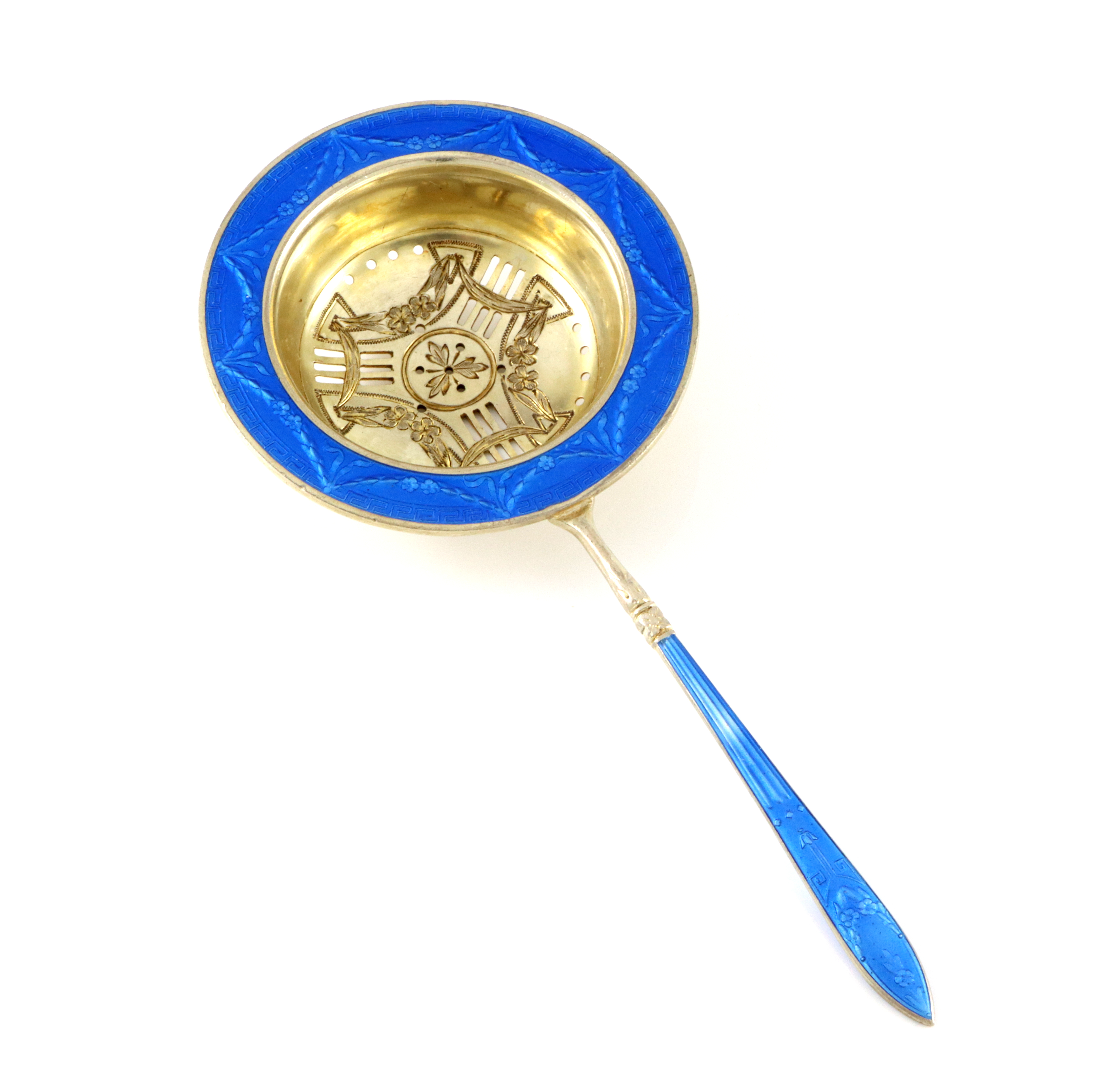 Emaljerte Serveringsdeler i sølv