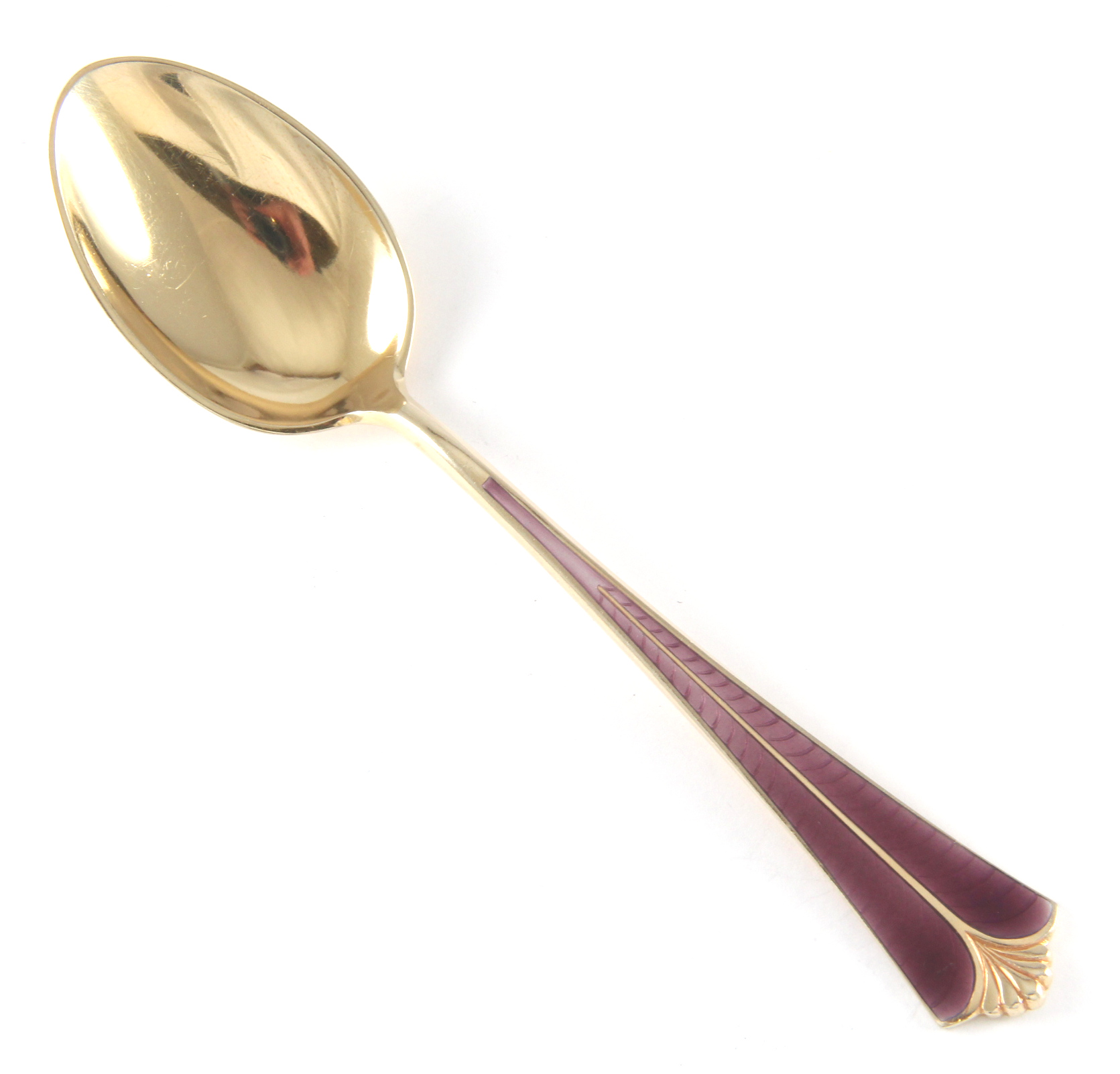 Emaljert dessertskje i sølv