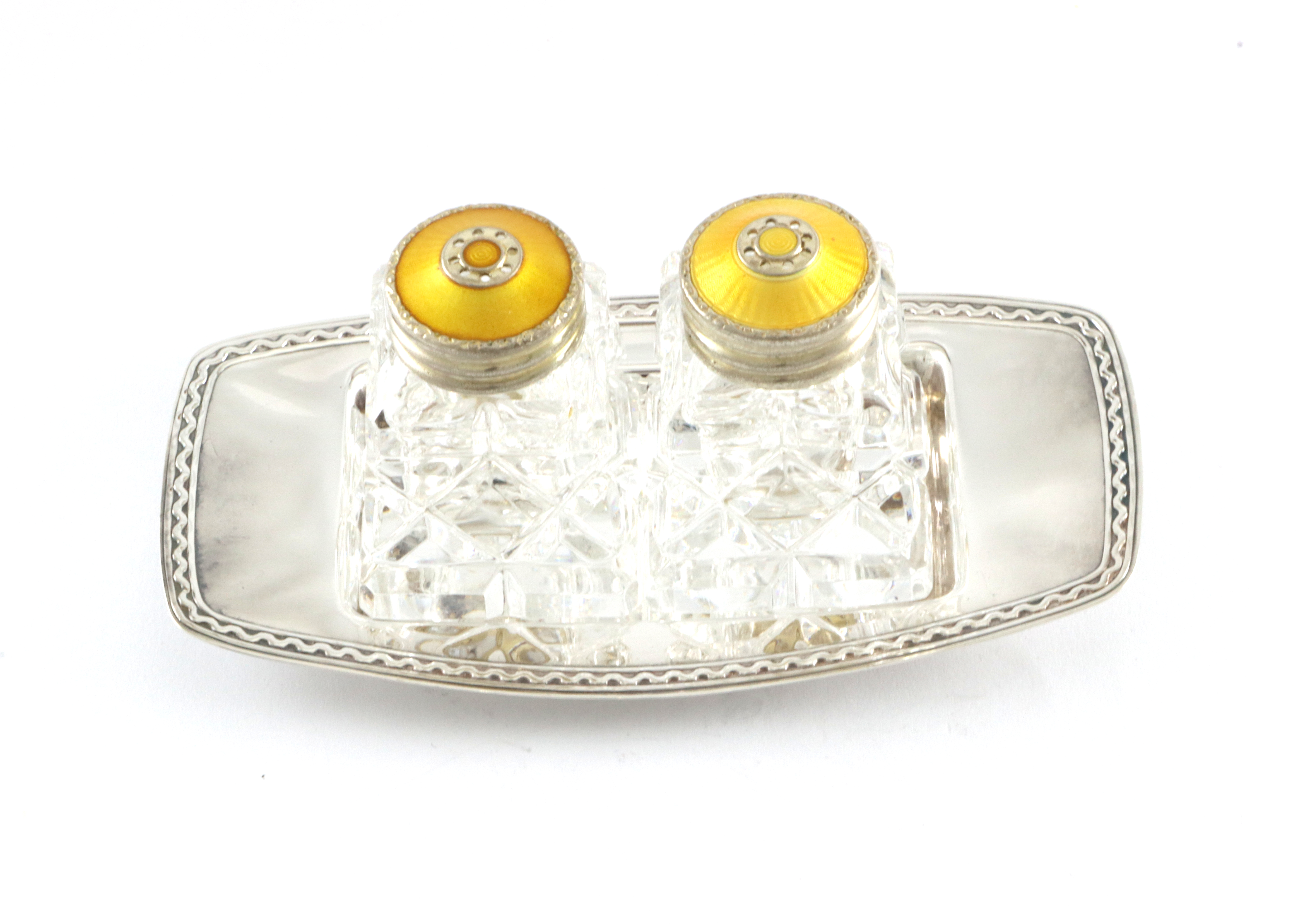 Salt&Pepperbøsser i 925 Sølv og glass/krystall