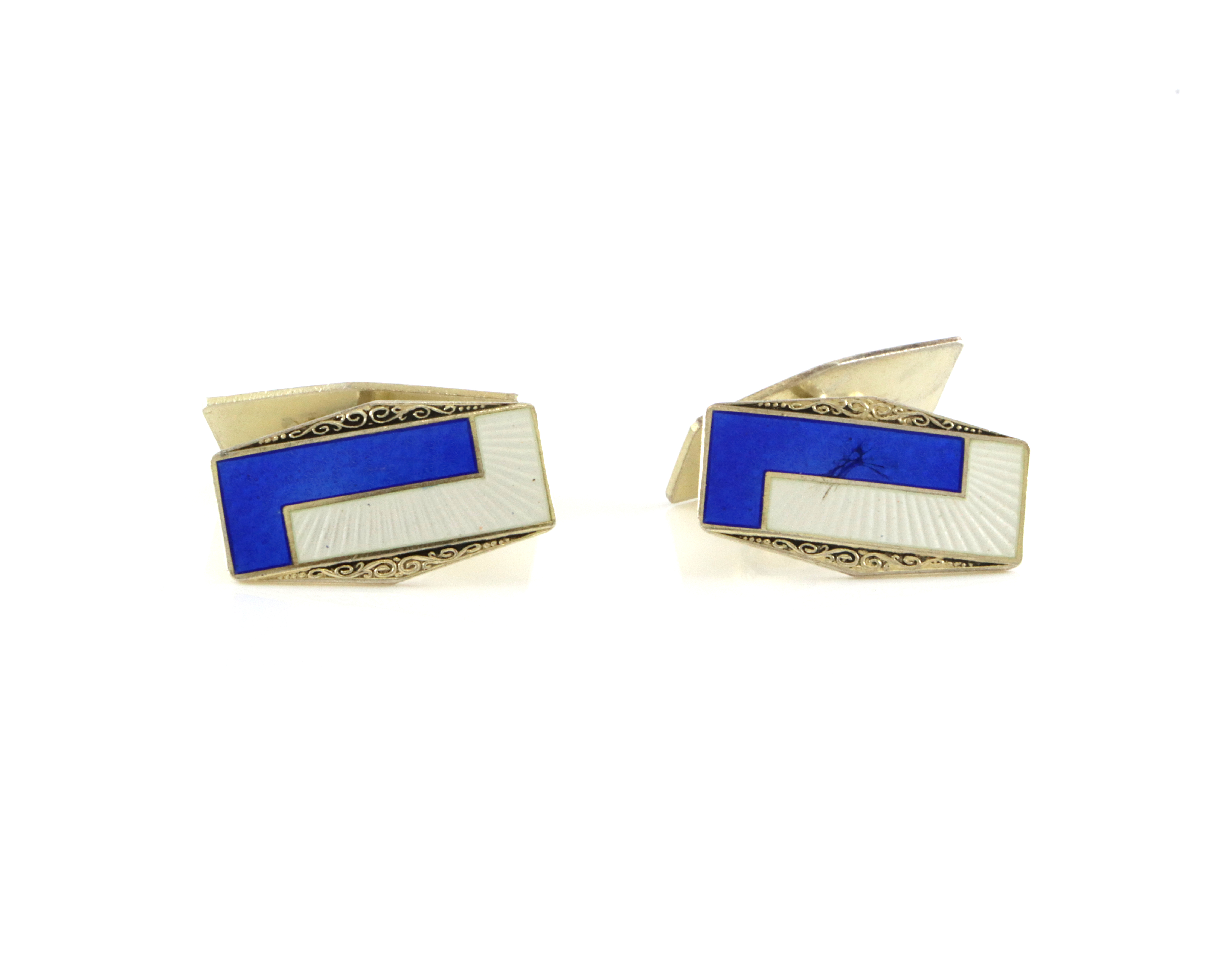 Emaljerte mansjettknapper i sølv