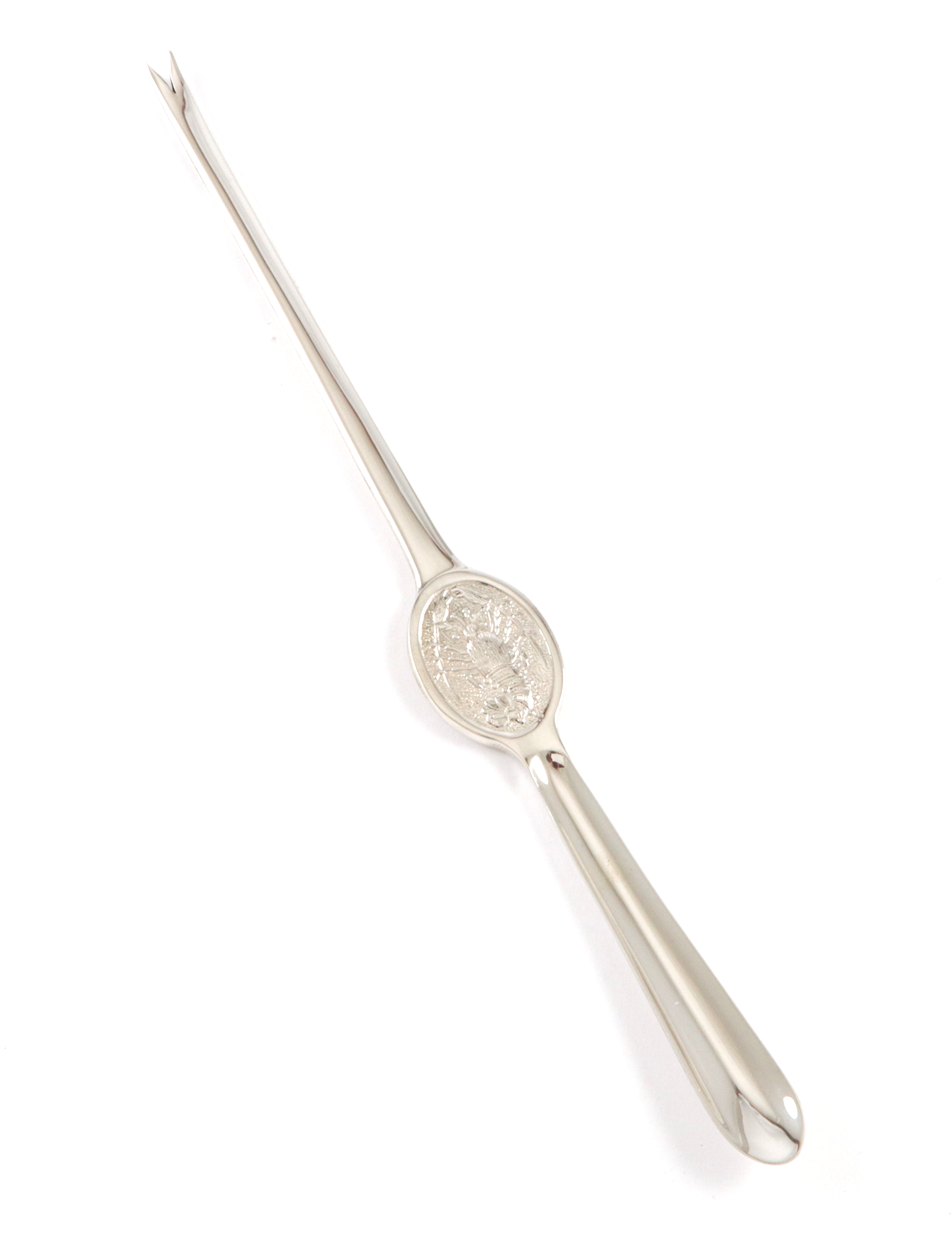 Engelskprodusert skalldyrgaffel i sølv