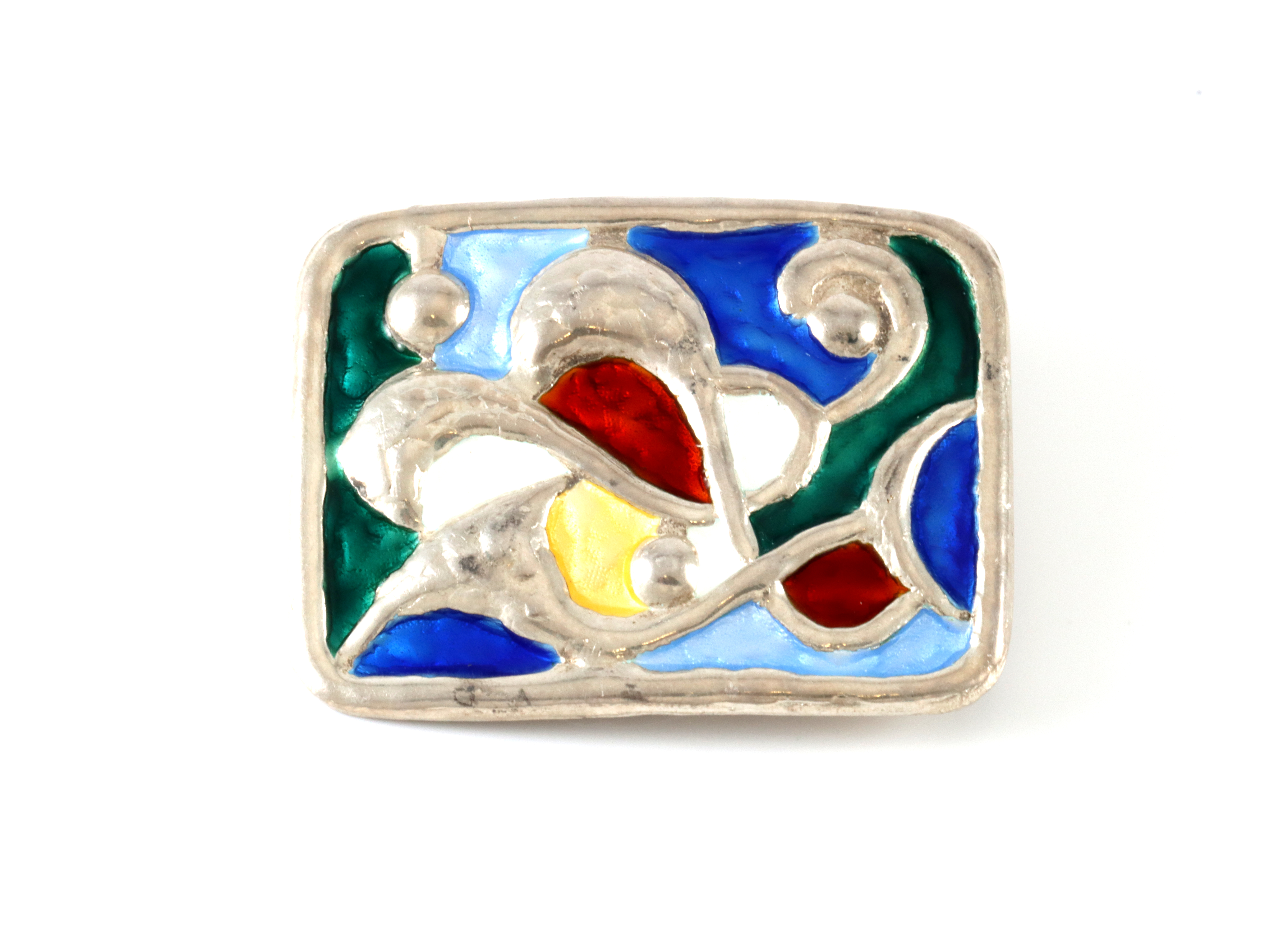 Emaljert brosje i sølv