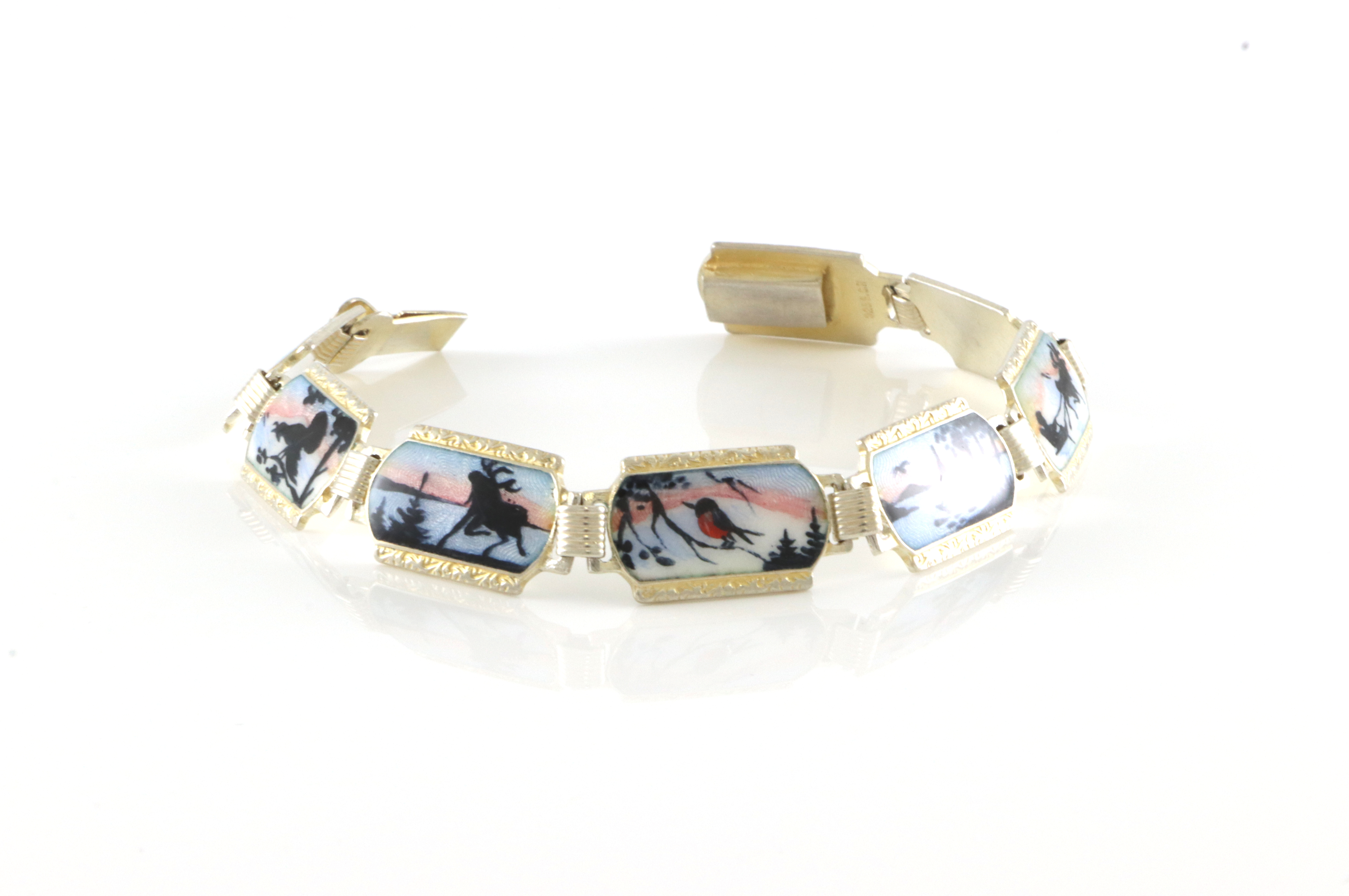 Emaljerte armlenker i sølv