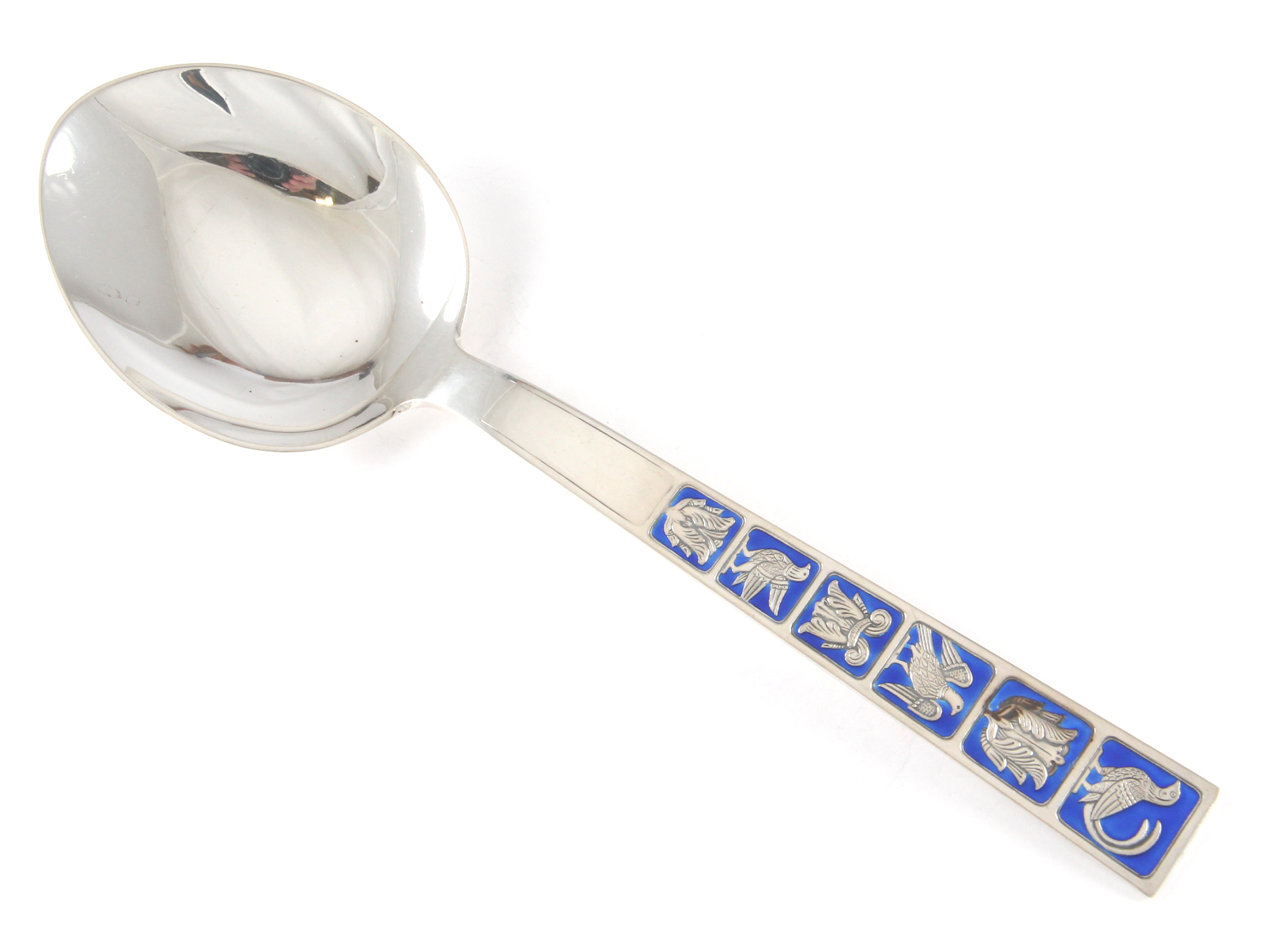 Emaljerte Serveringsdeler i sølv