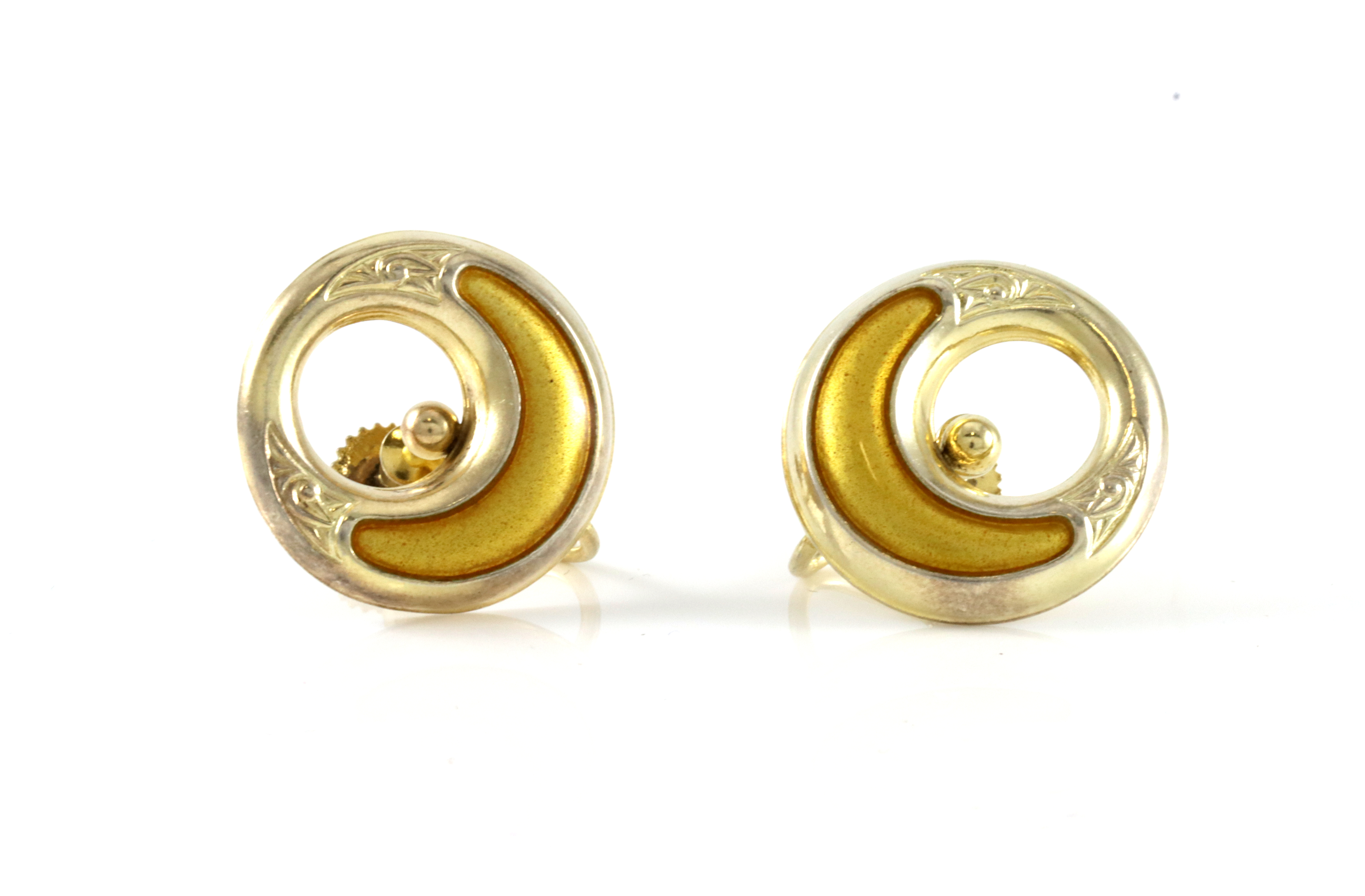 Emaljert ørepynt i sølv