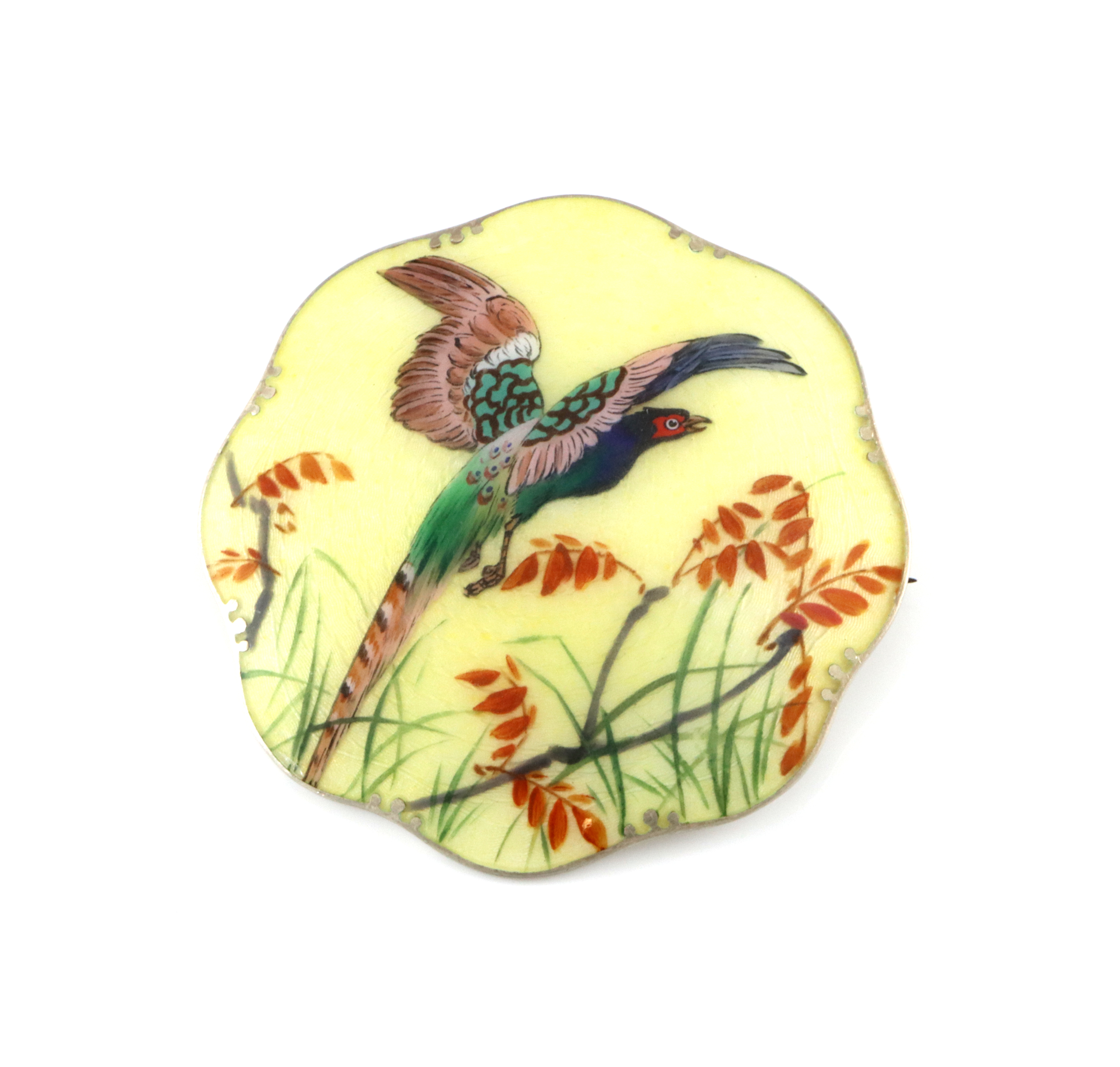 Emaljert brosje i sølv