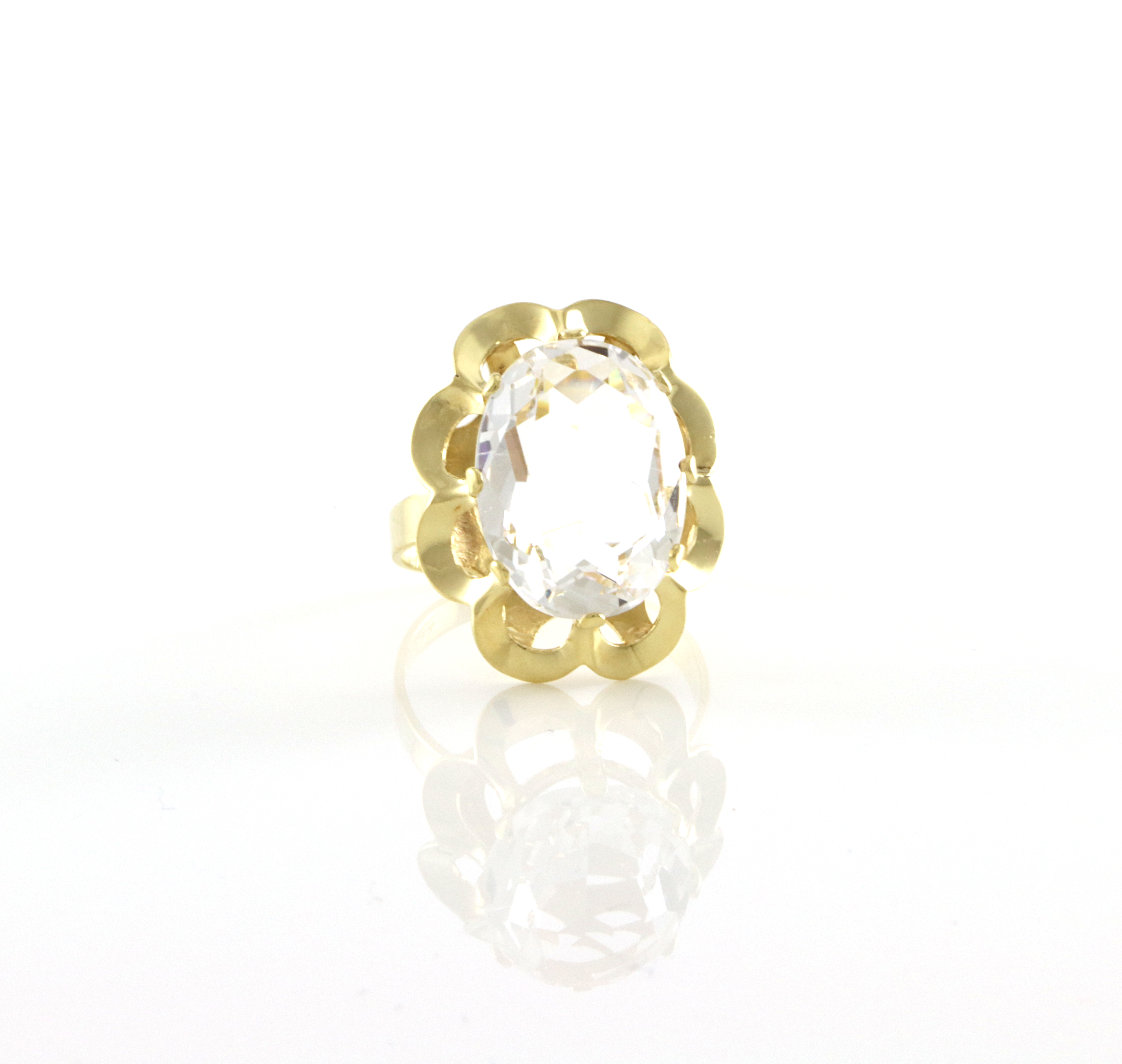 Pen retro ring med bergkrystall