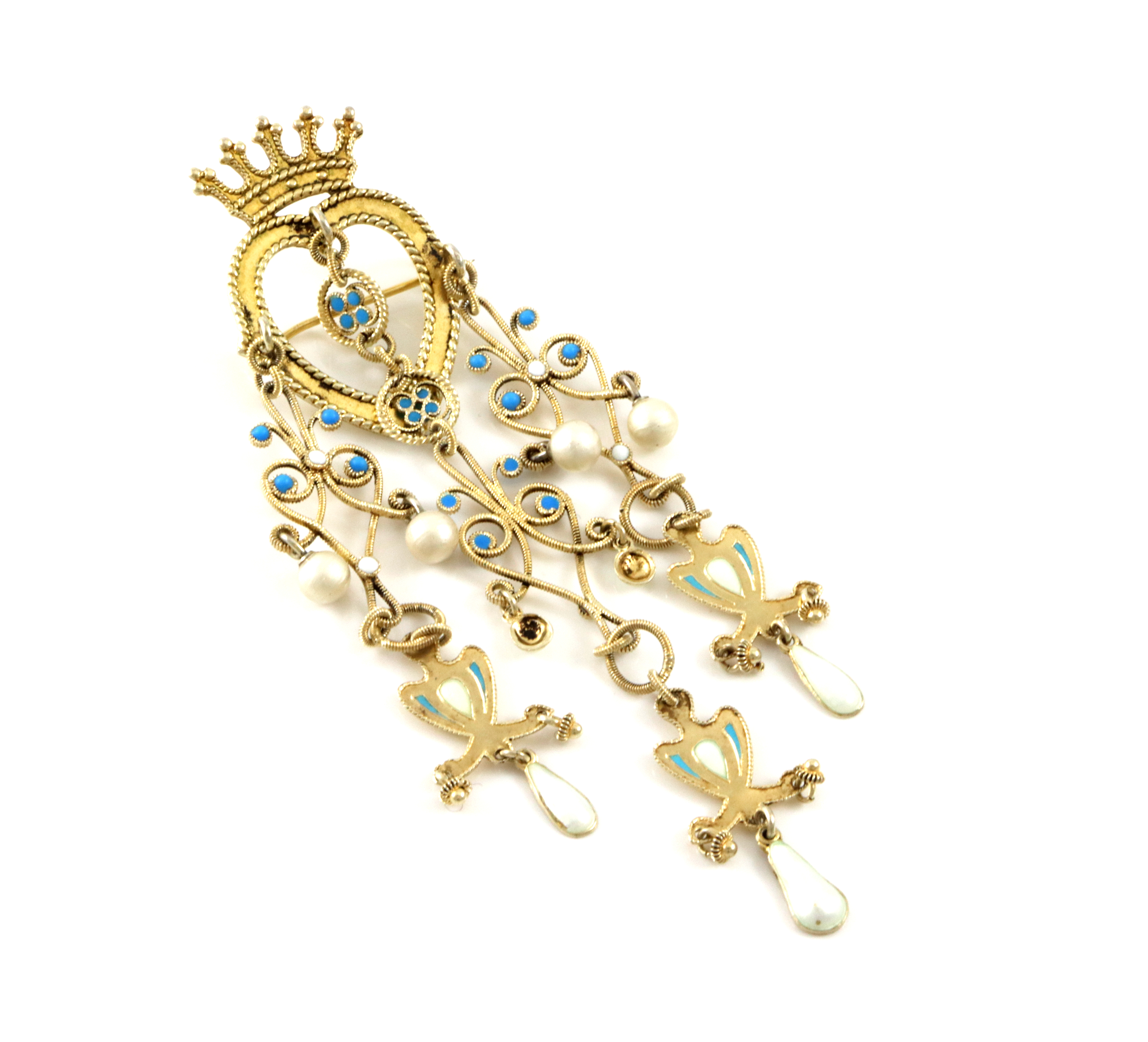 Emaljert brosje i sølv