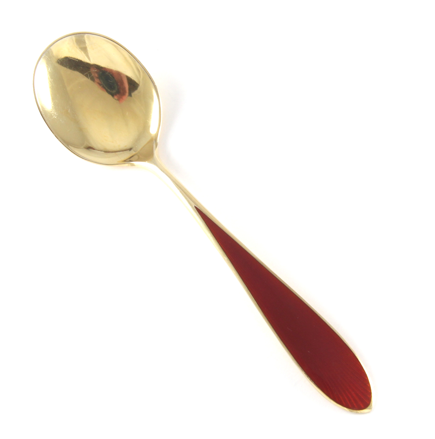 Emaljert dessertskje i sølv