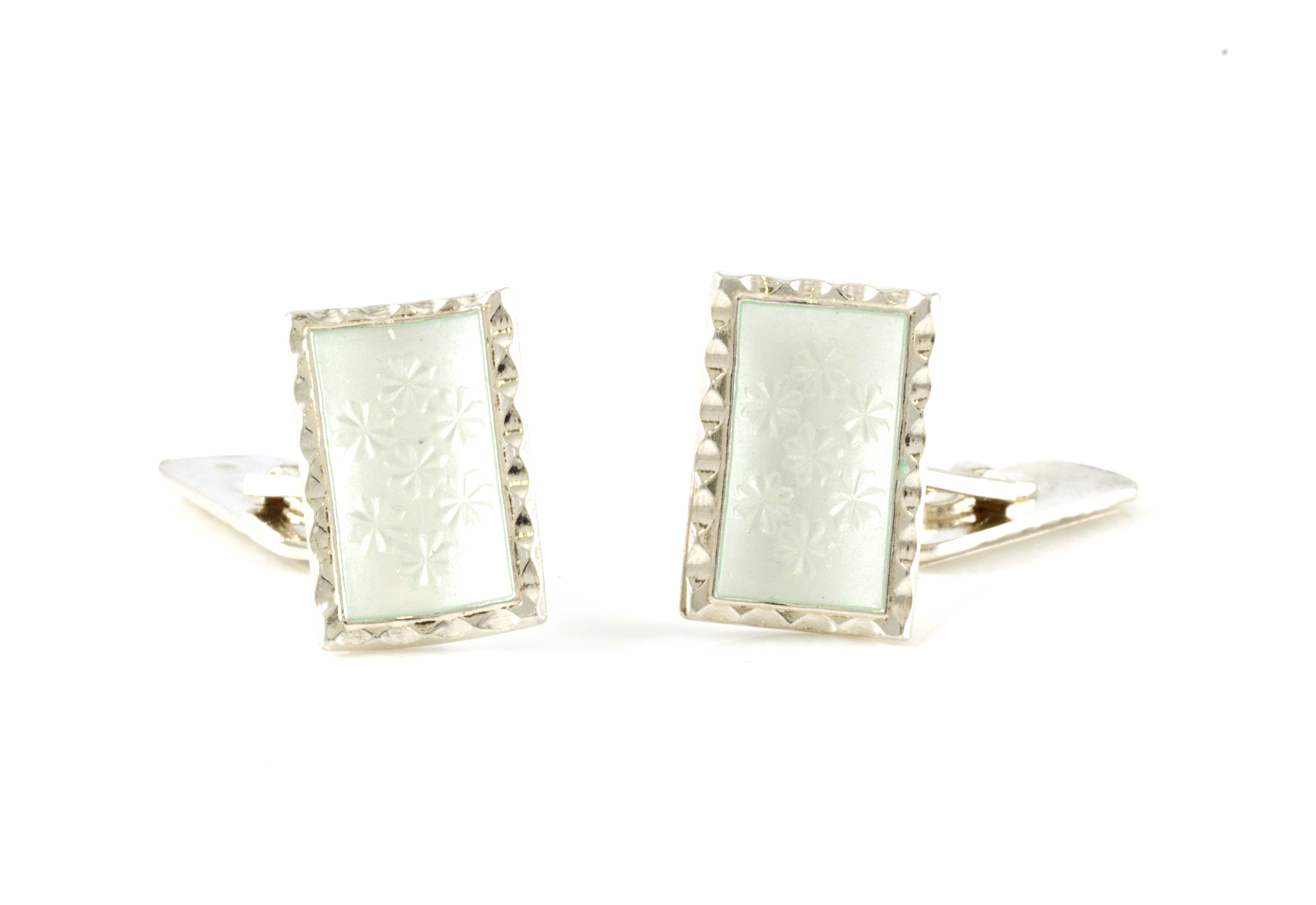 Emaljerte mansjettknapper i sølv