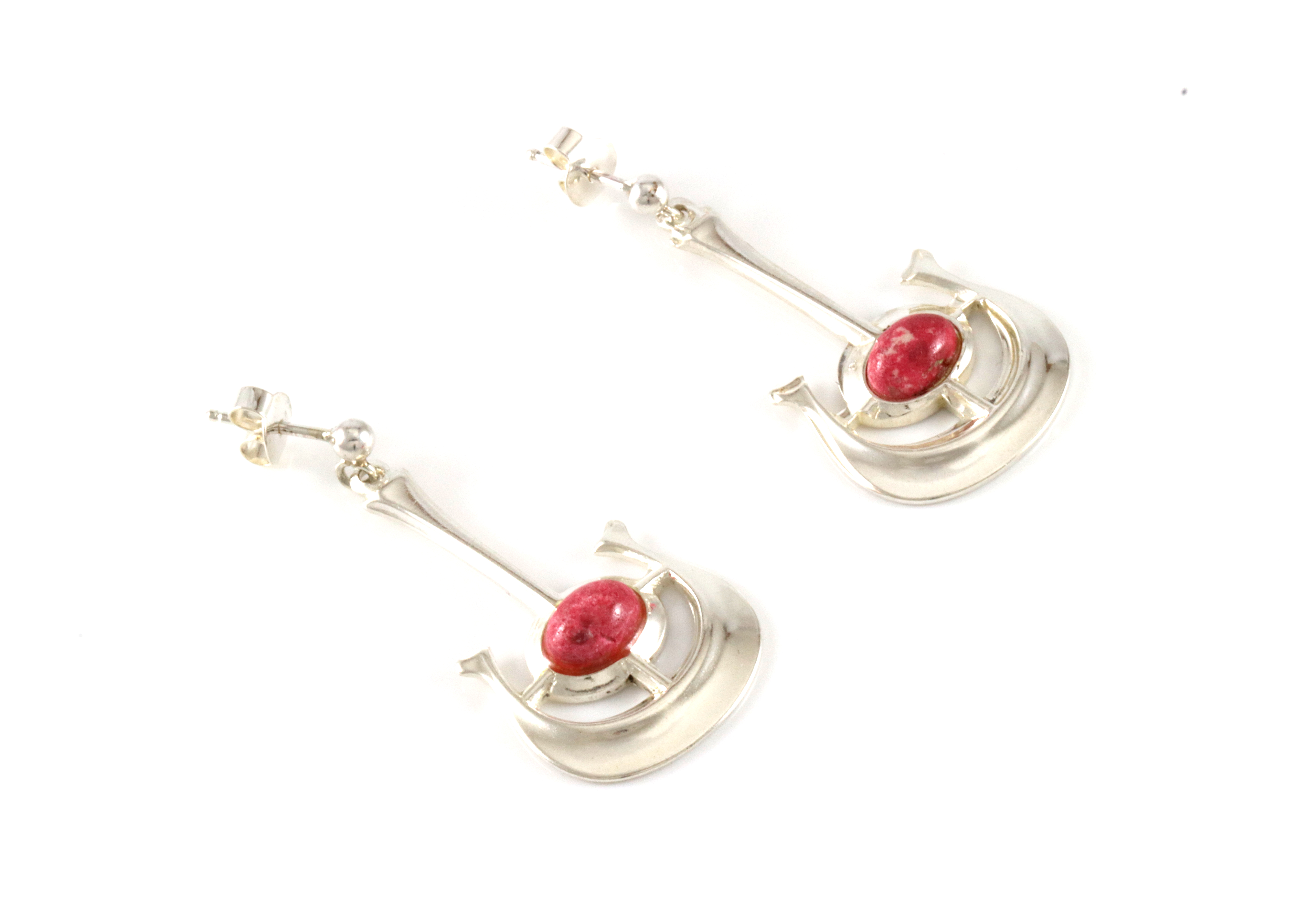 David-Andersen. Øredobber i 925 Sølv med thulitt