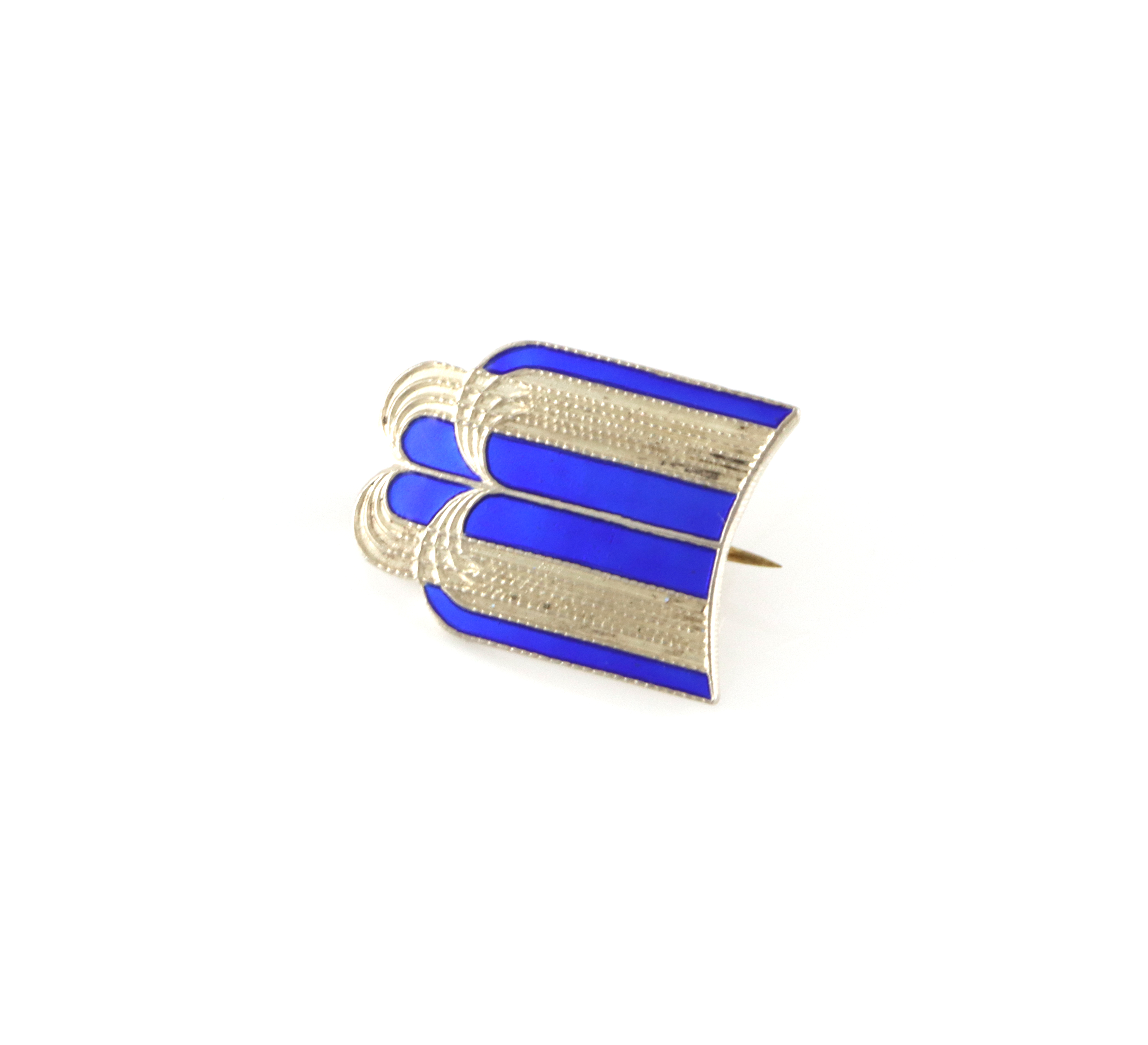 Emaljert brosje/merke i sølv