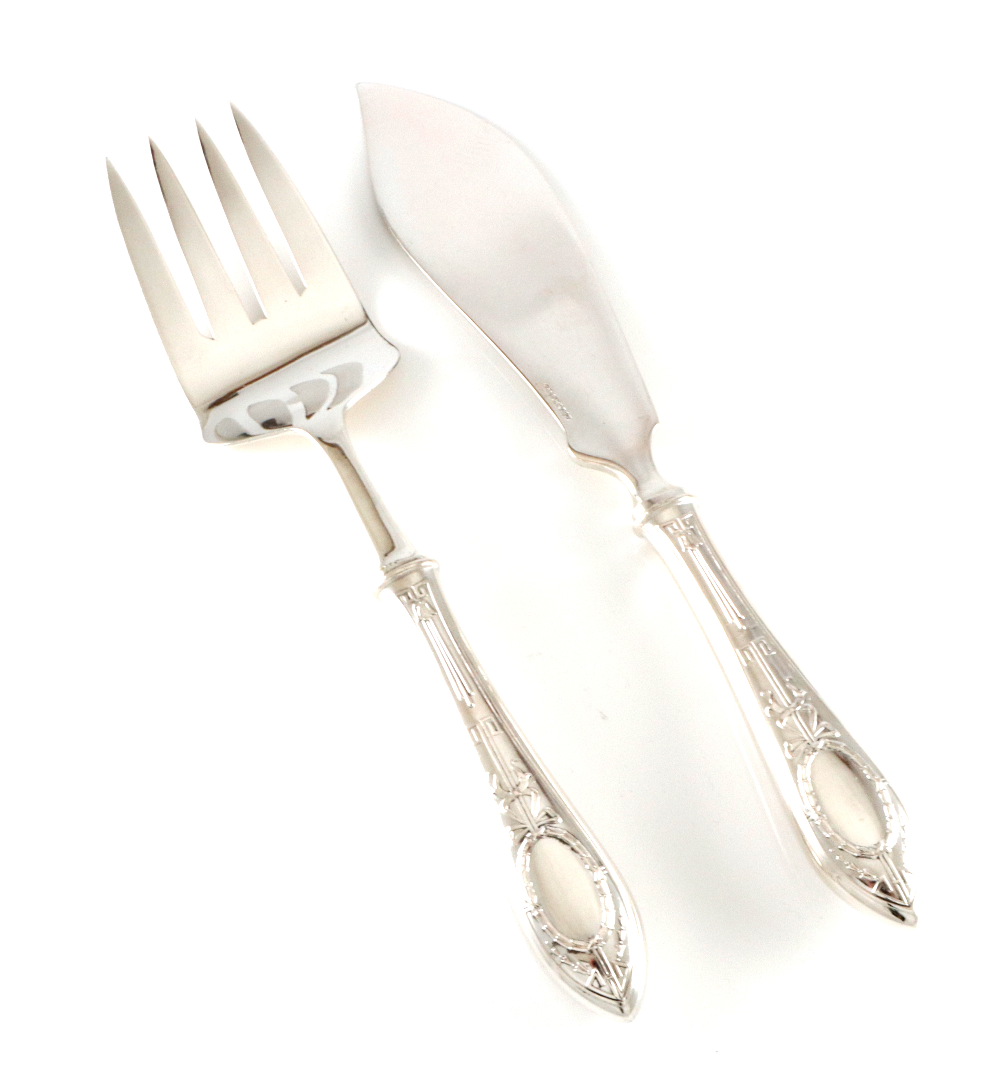 Kakeserveringsbestikk i helsølv, produsert av Tostrup