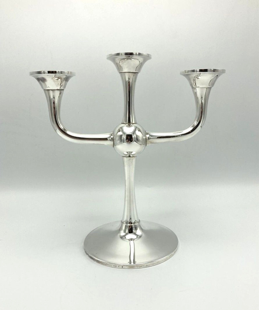 Trearmet kandelaber i 830 sølv. Karl Jørgen Otteren