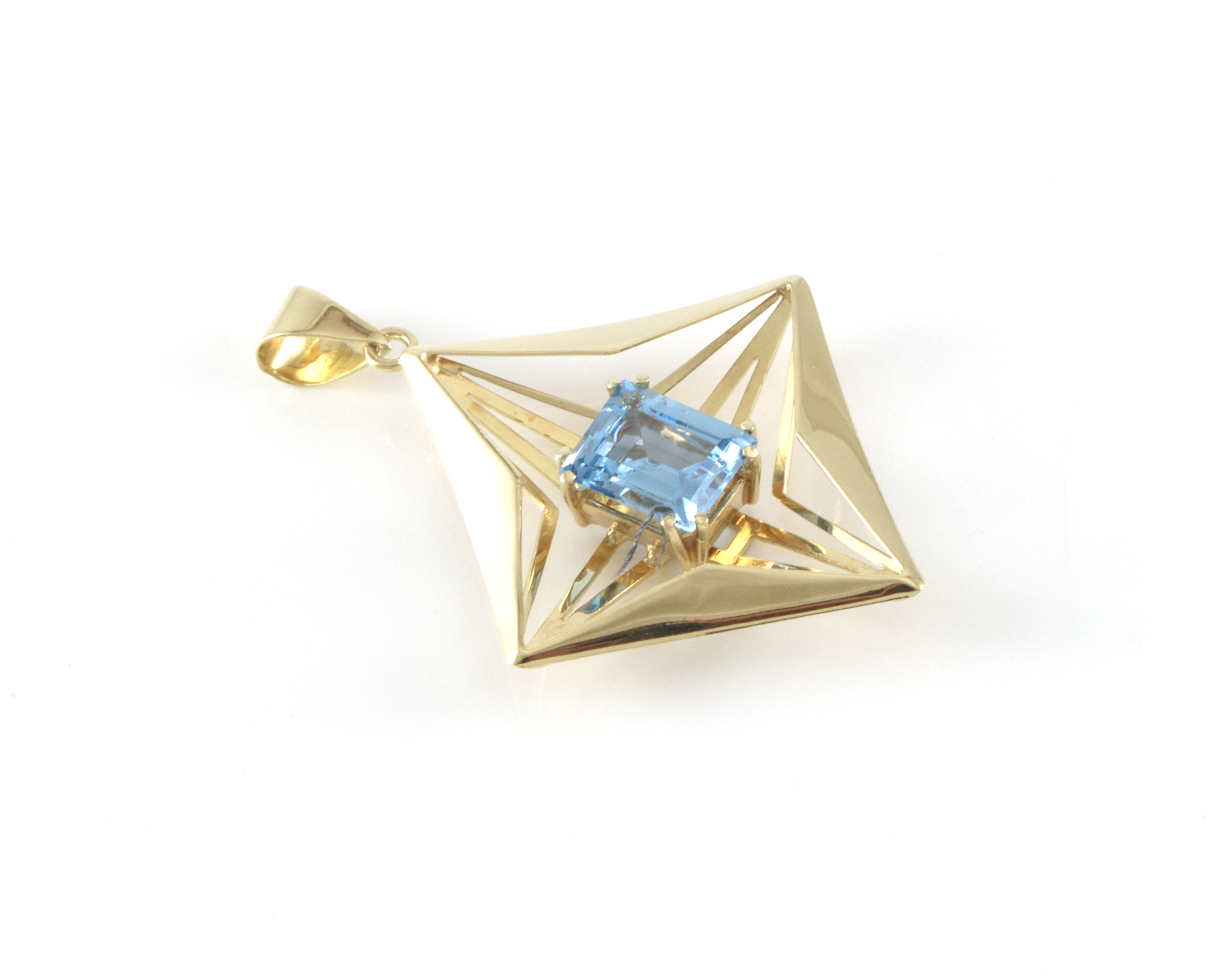 Stort retro anheng med lyseblå stein  fra Ivar T Holth