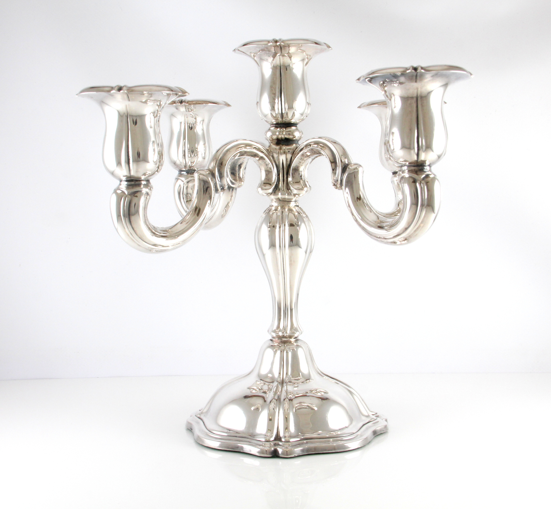 Fem armet kandelaber i sølv fra Br. Lohne, Bergen