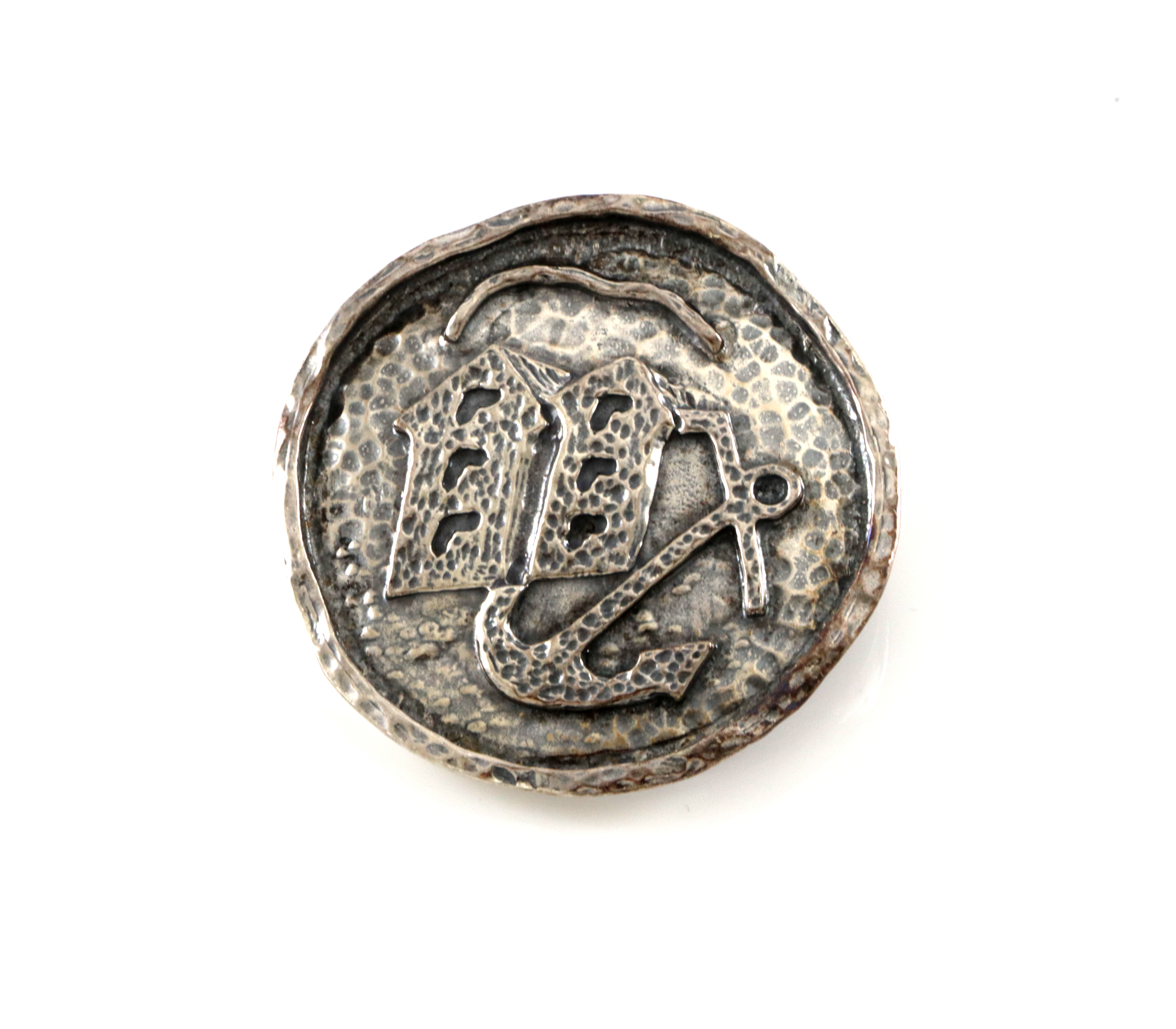 Kombinert anheng/brosje i sølv