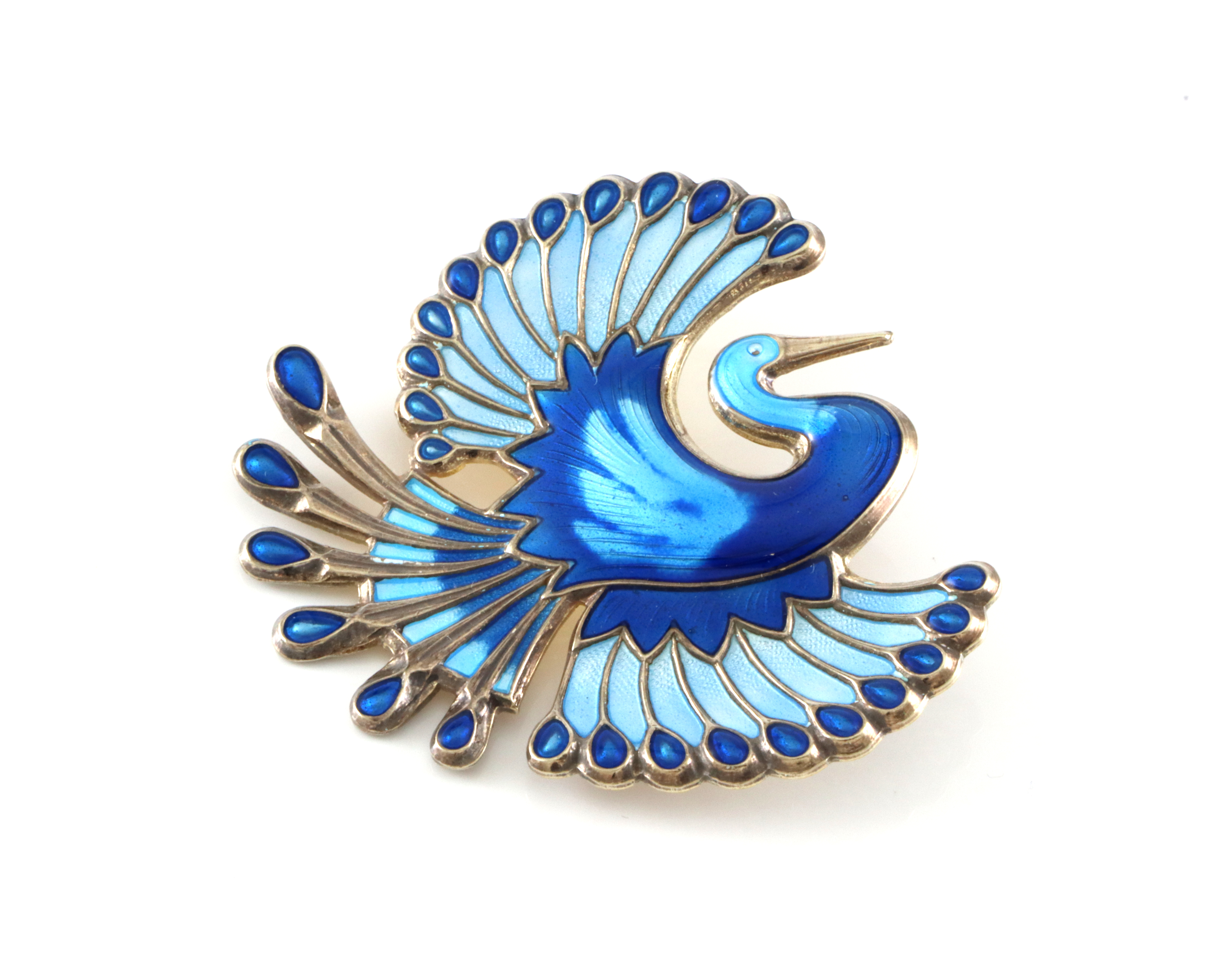 Emaljert brosje i sølv