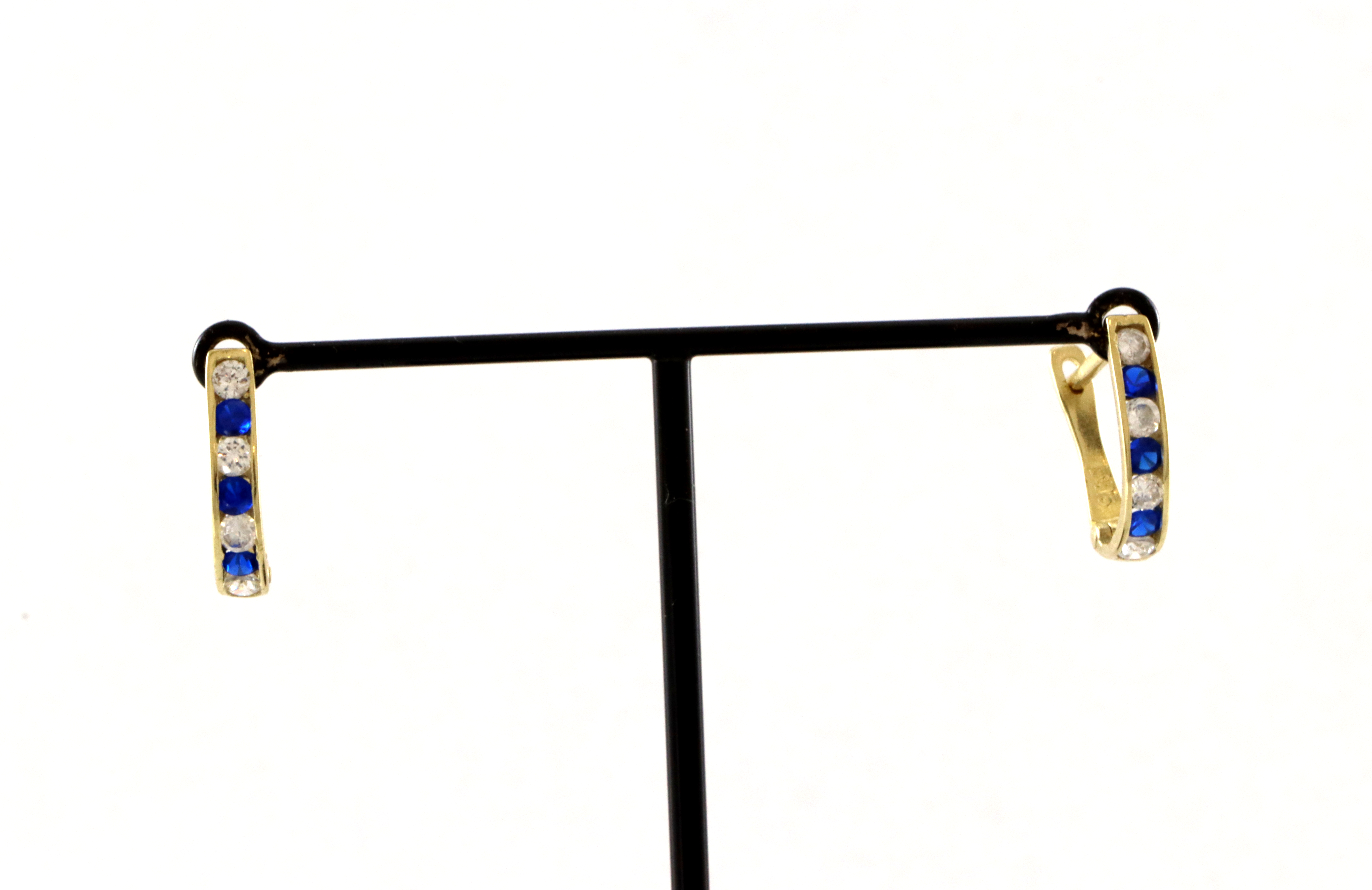 Øredobber/kreoler med blå og blanke steiner