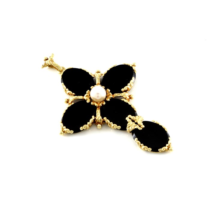 Stort,flott kors med onyx og perle. Harsheim, Oslo