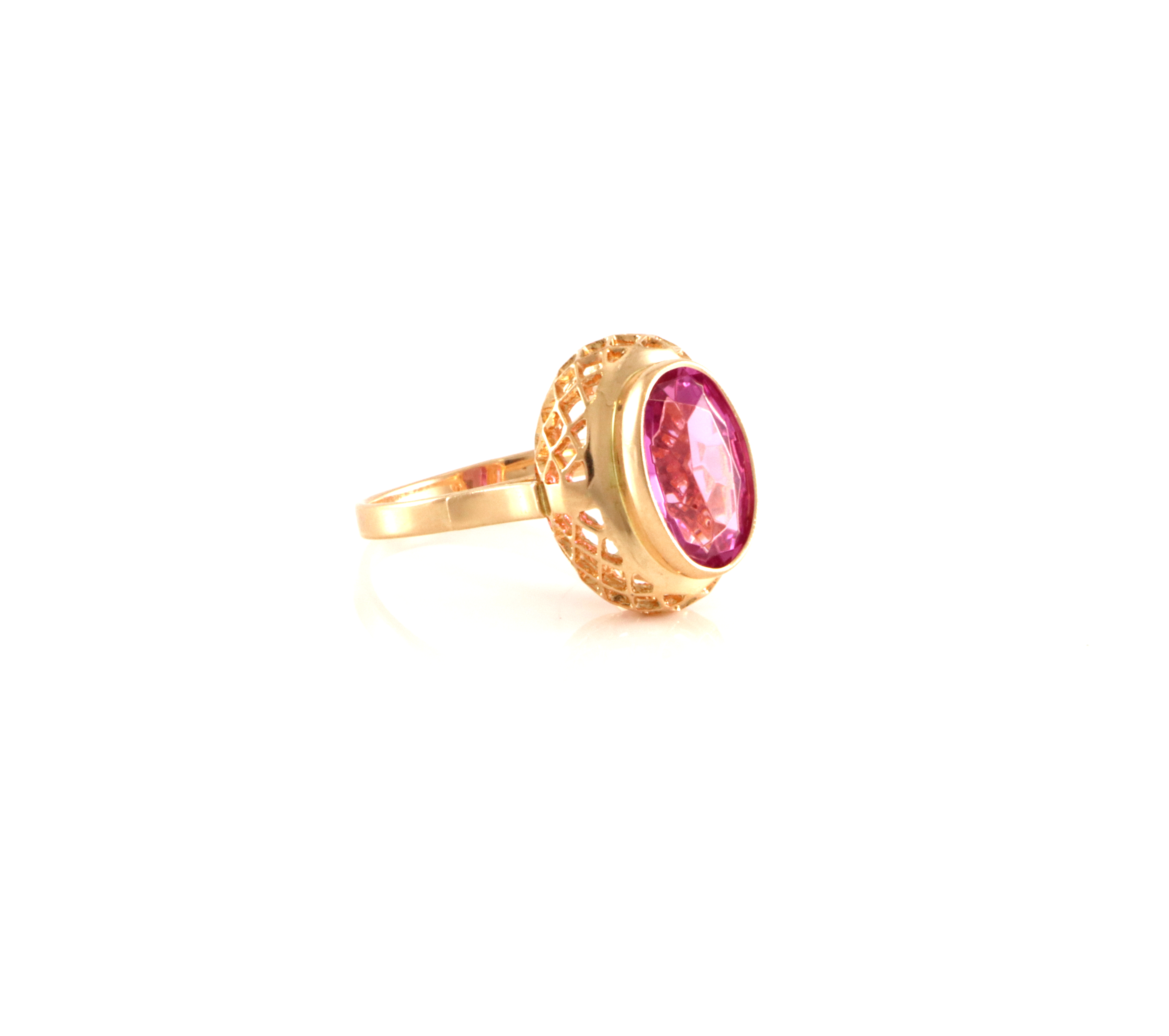 Ring med rosa stein