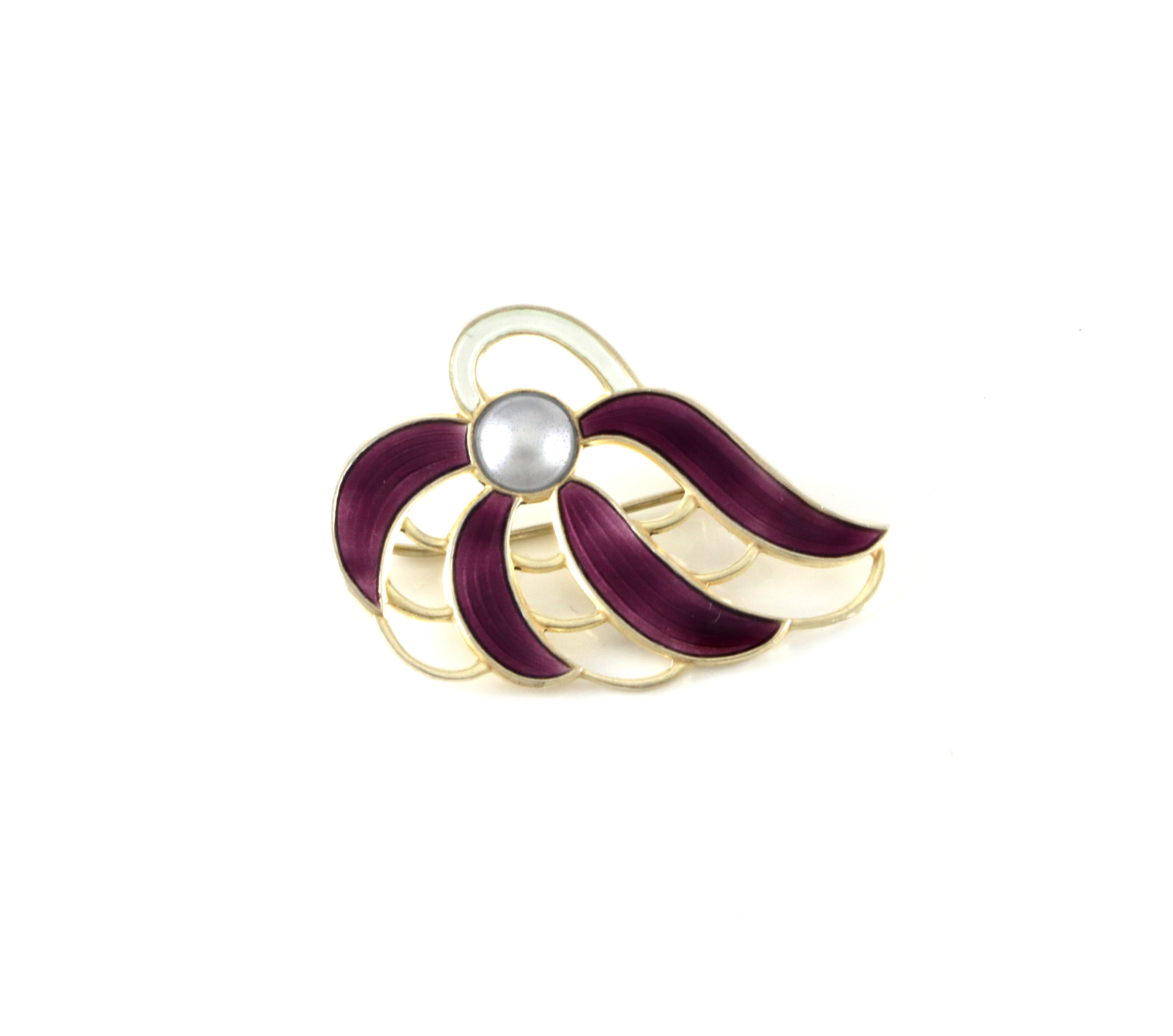 Emaljert brosje i sølv