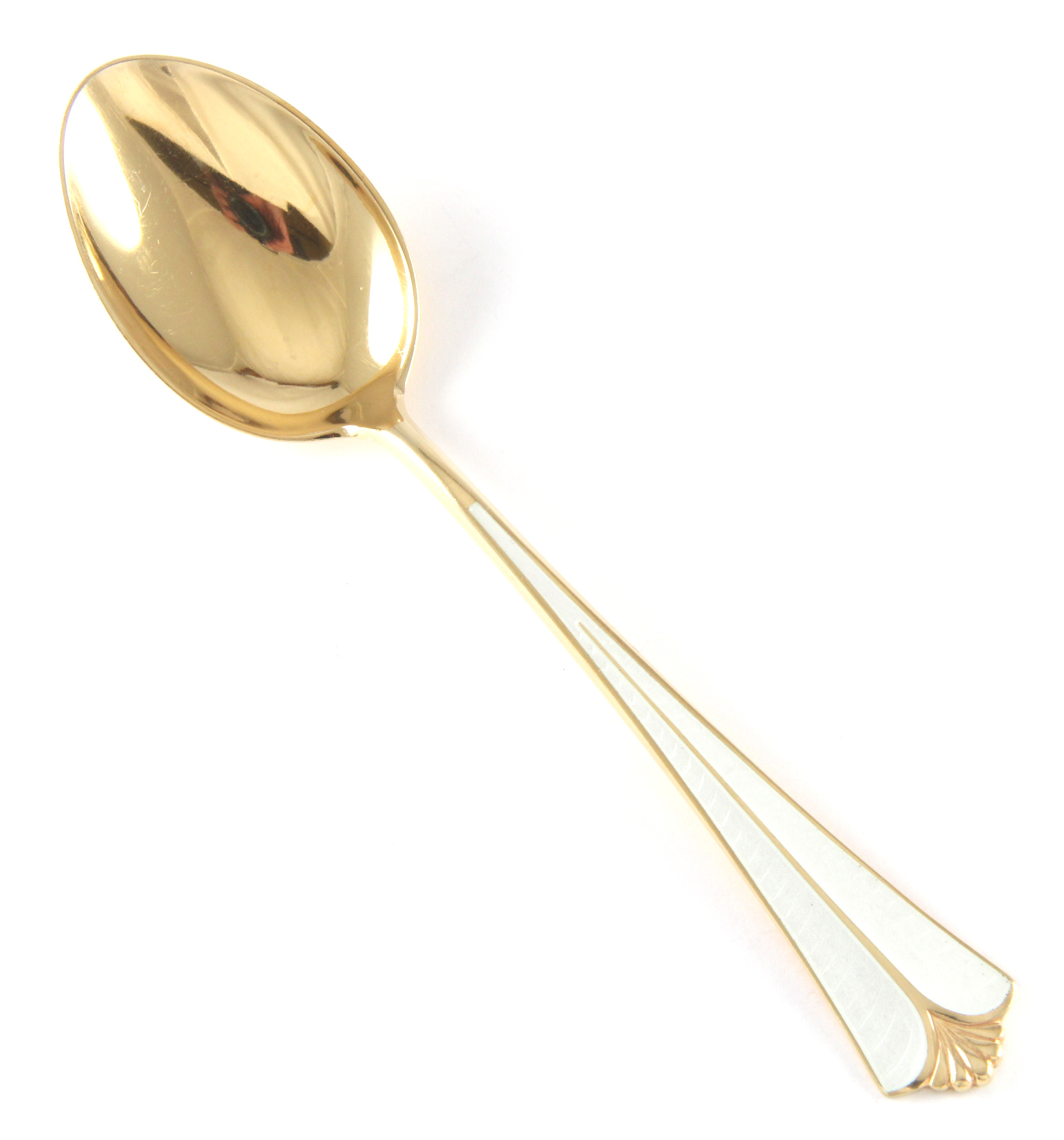 Emaljert dessertskje i sølv