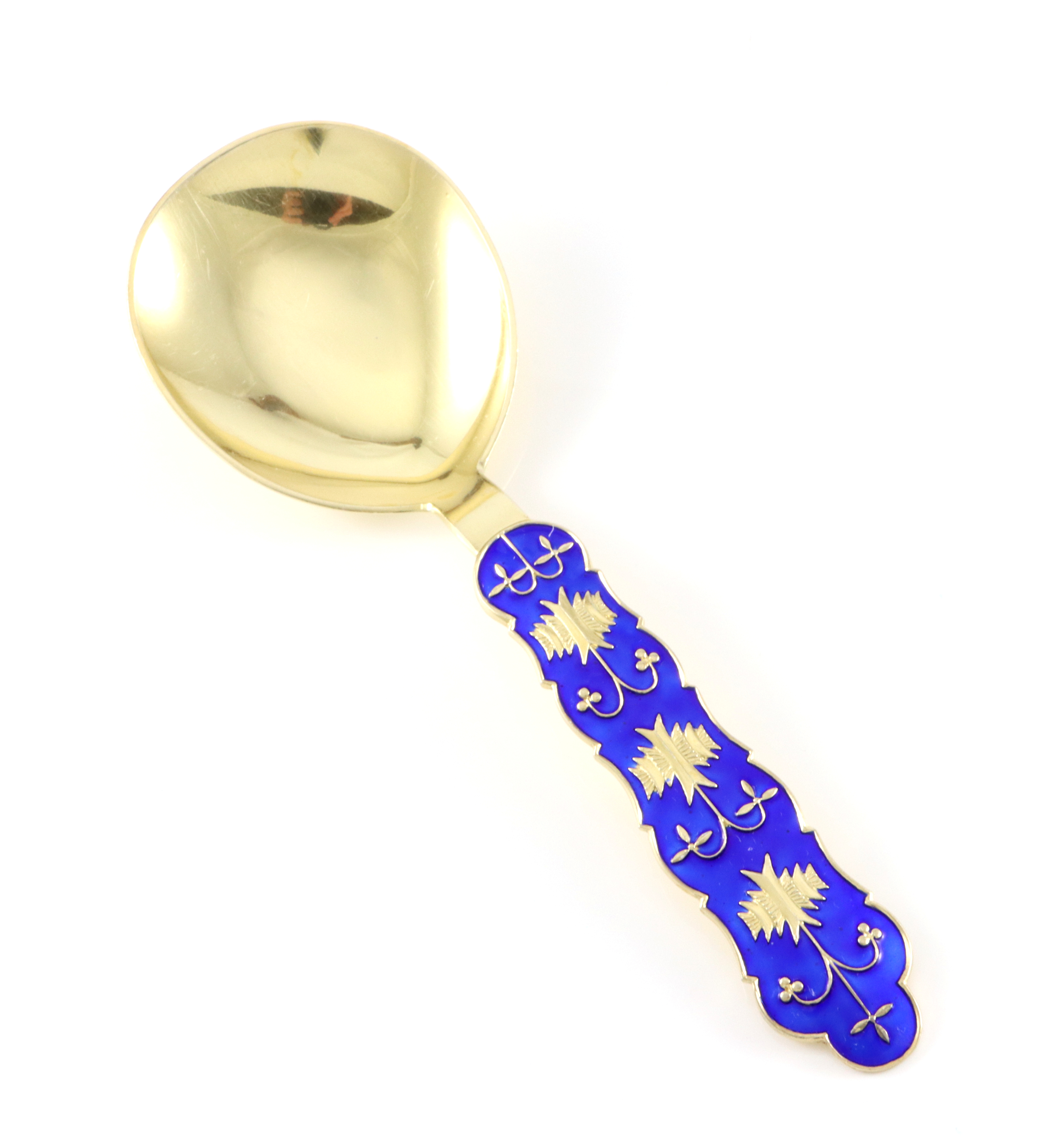 Emaljerte Serveringsdeler i sølv